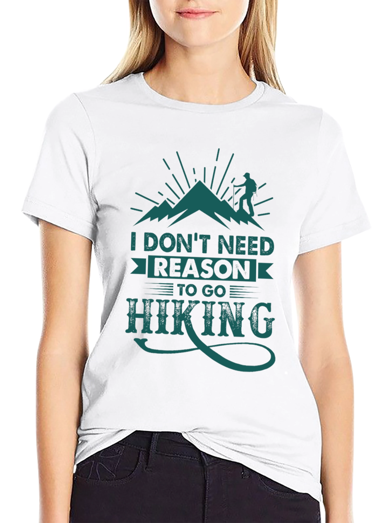 Black Hiking Graphic Tee: I Don't Need Reason To Go Hiking view 9