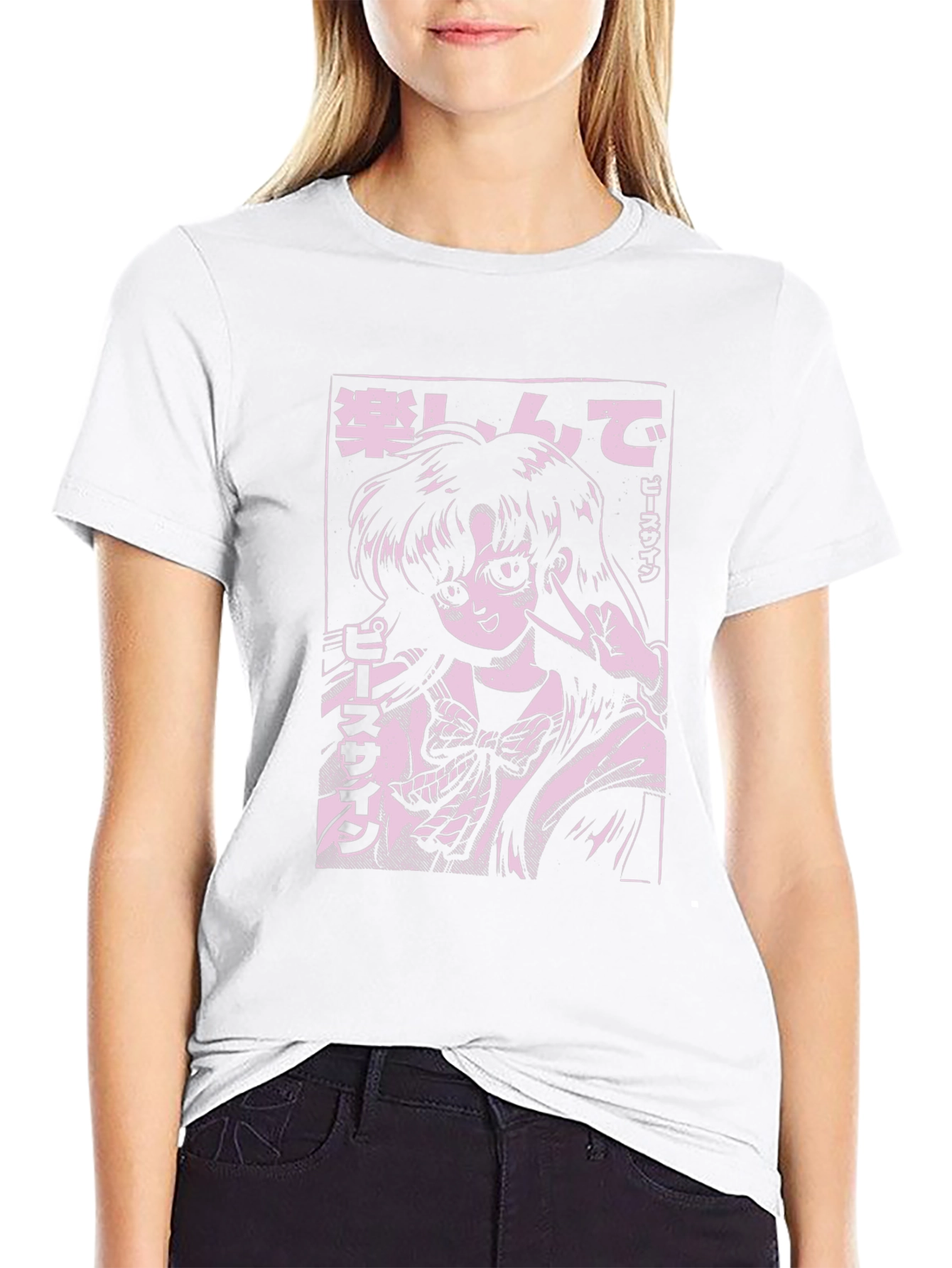 Black Anime Girl Graphic Tee - Black view 9