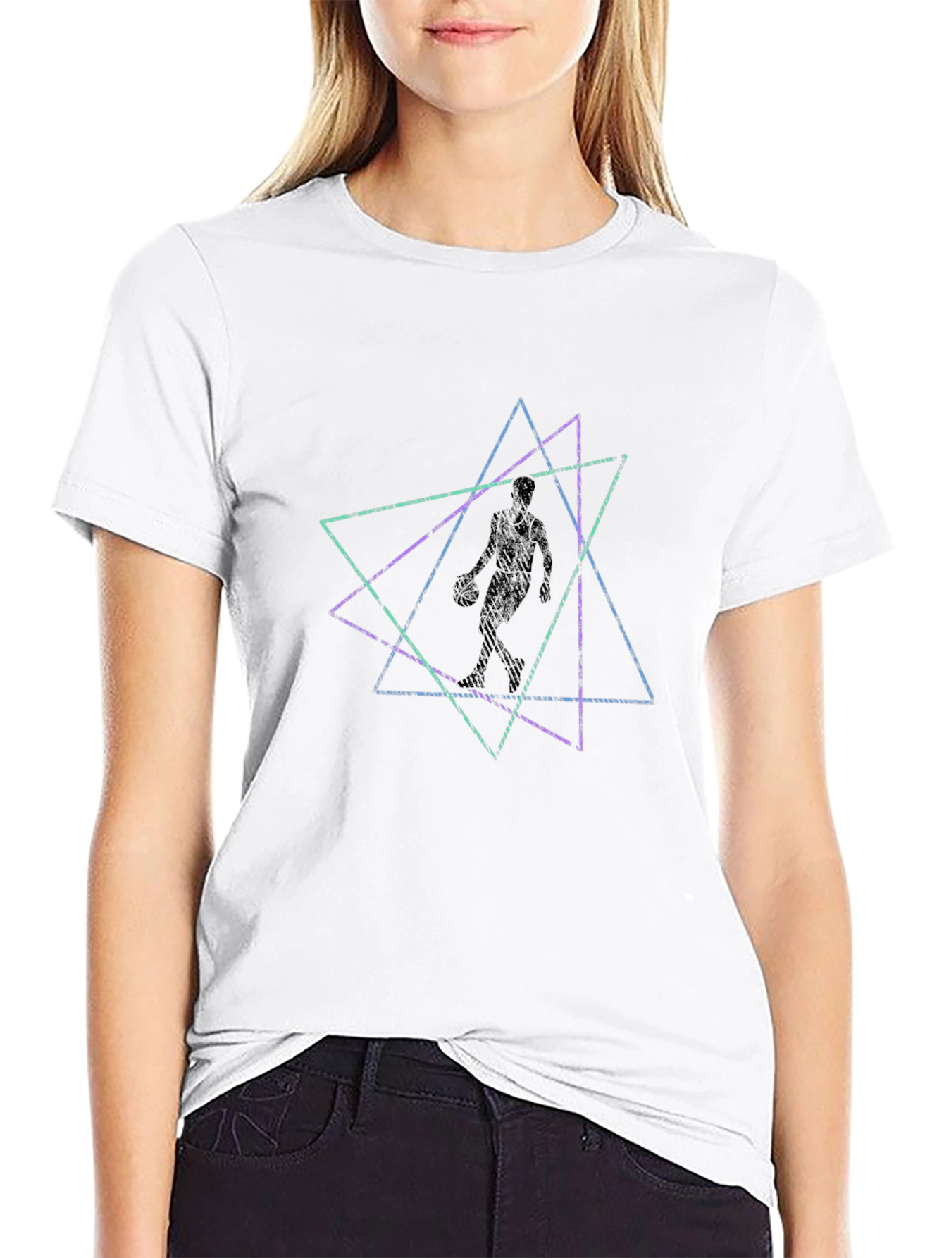 Black Geometric Figure Black T-Shirt view 9