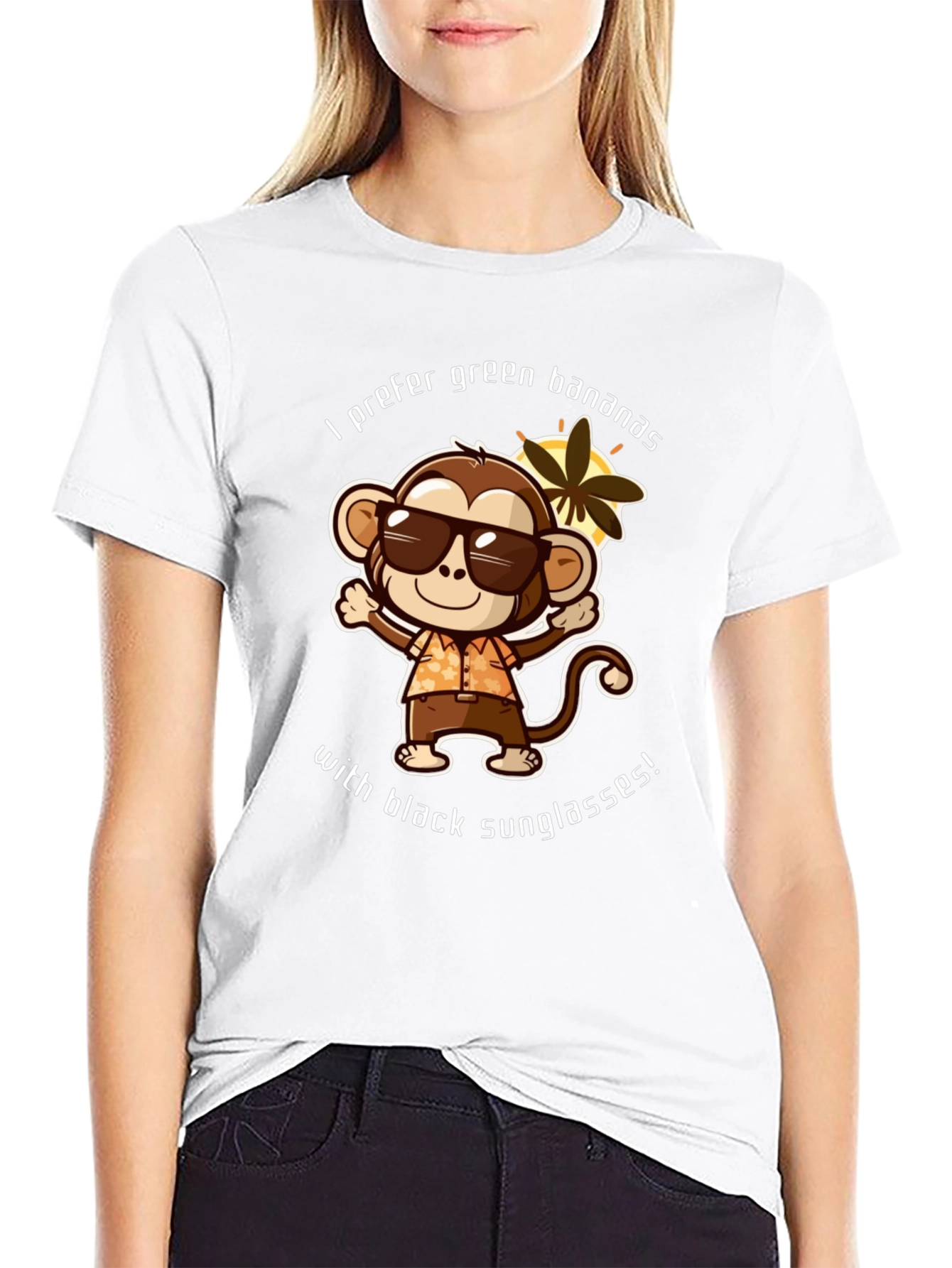 Black Funny Monkey T-shirt - I Prefer Green Bananas view 9