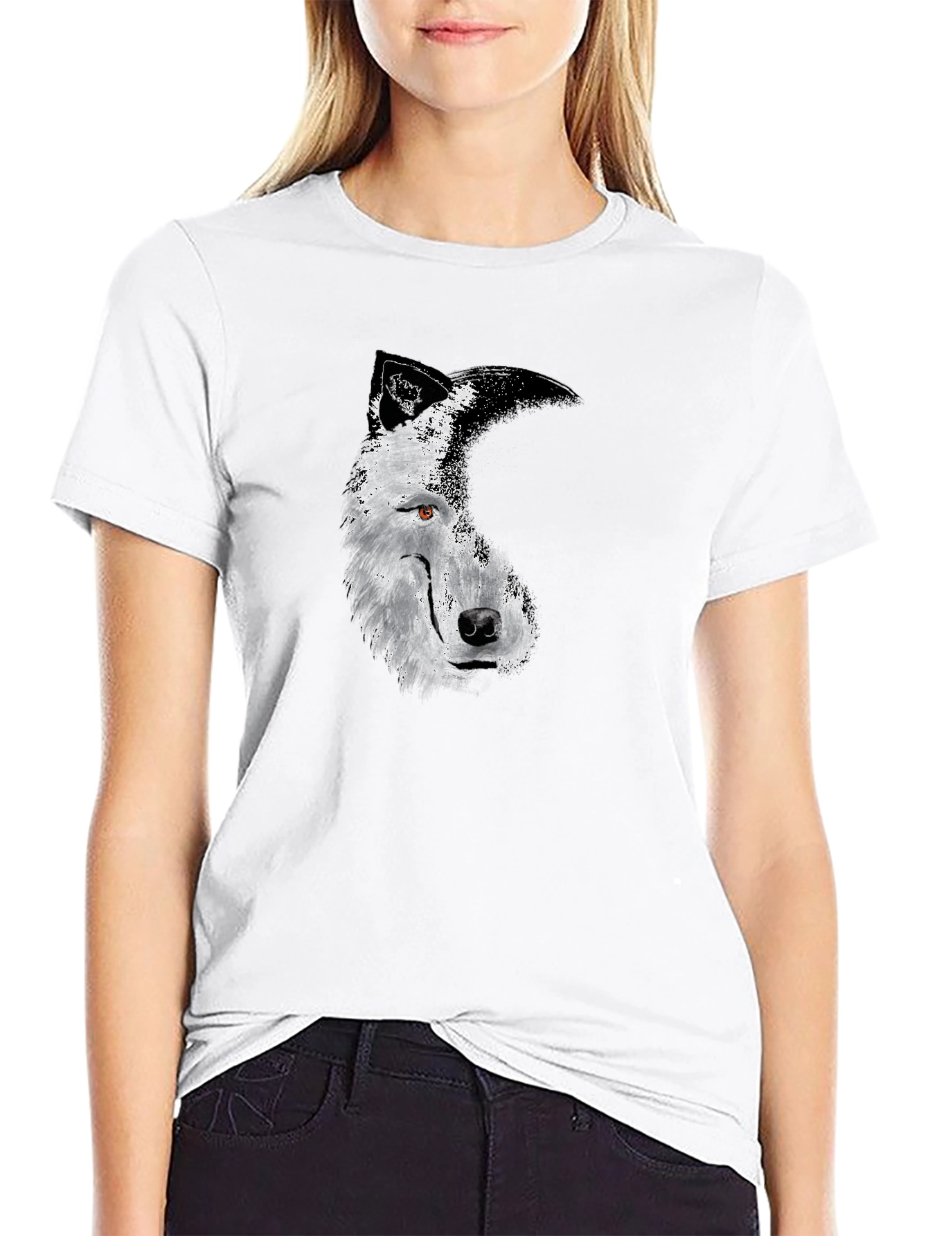 Black Men's Black Wolf Graphic Tee - Stylish & Unique Design view 9
