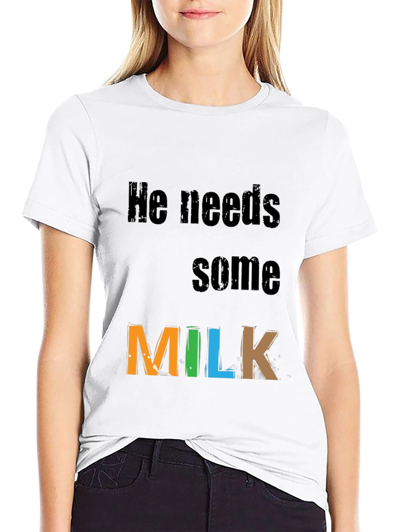 Black He Needs Milk T-Shirt - Funny Novelty Tee view 9