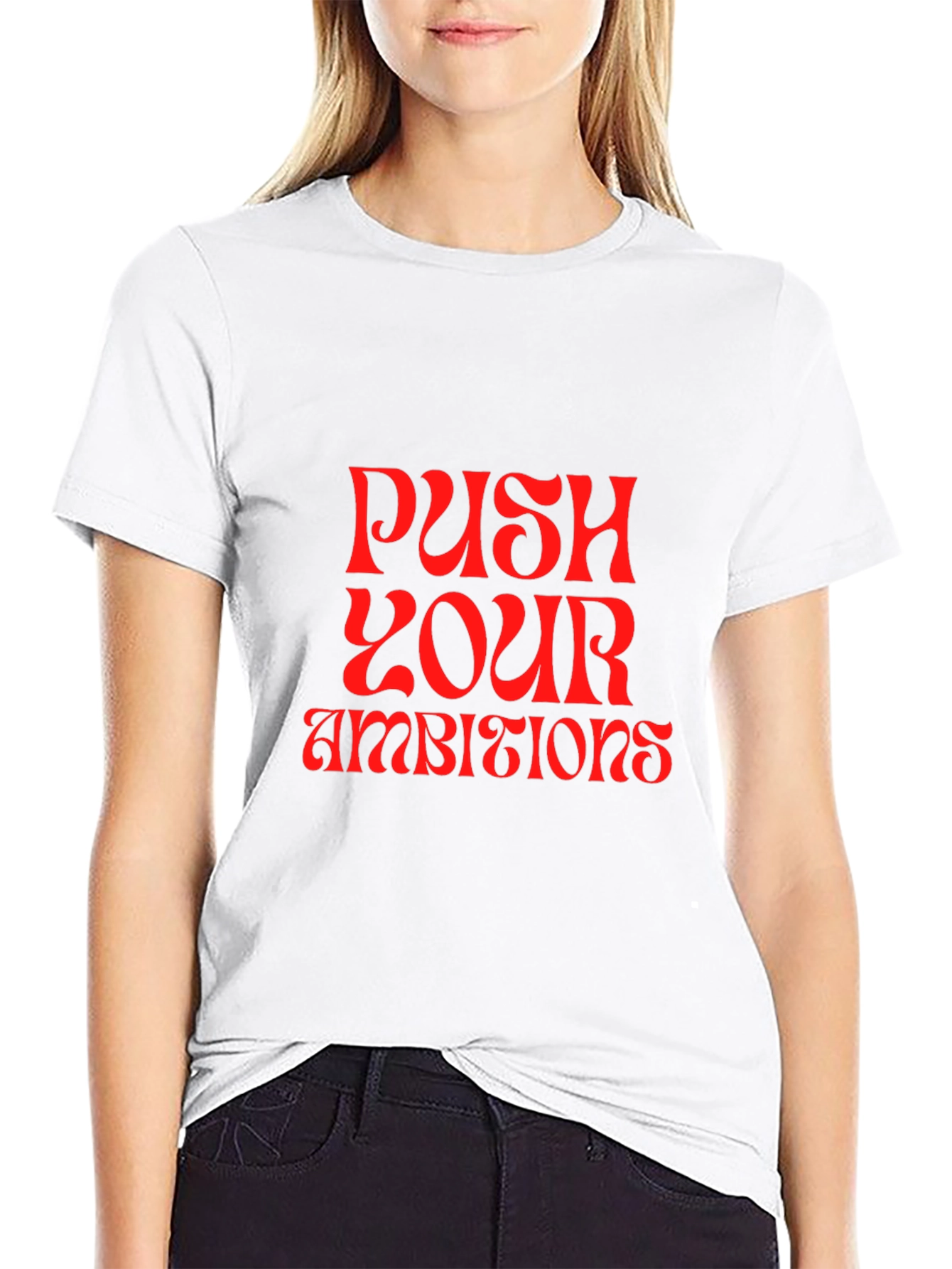 Black Push Your Ambitions Graphic Tee view 9