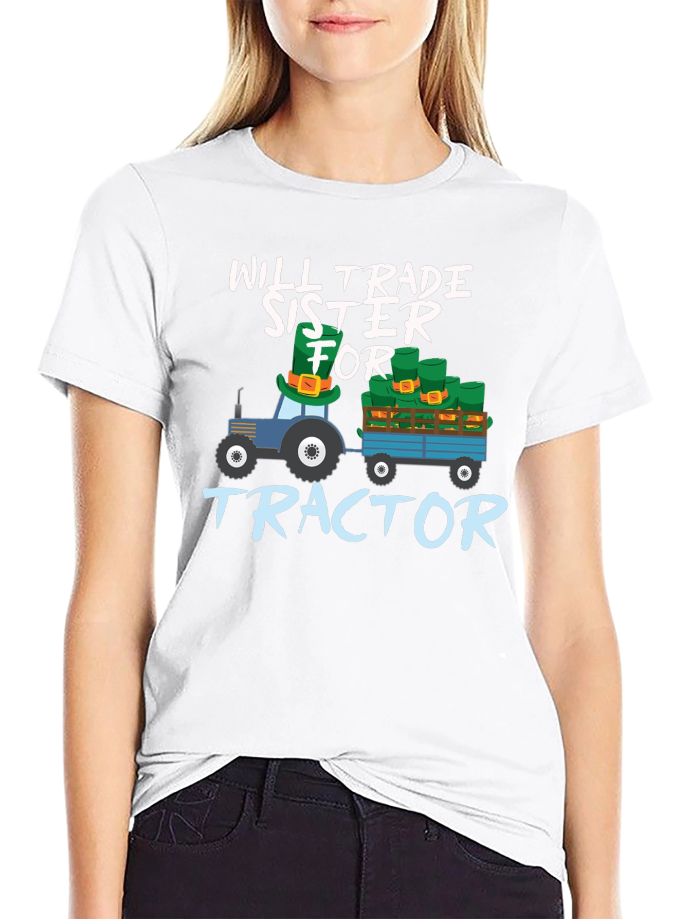 Black Will Trade Sister For Tractor St. Patrick's Day T-Shirt view 9