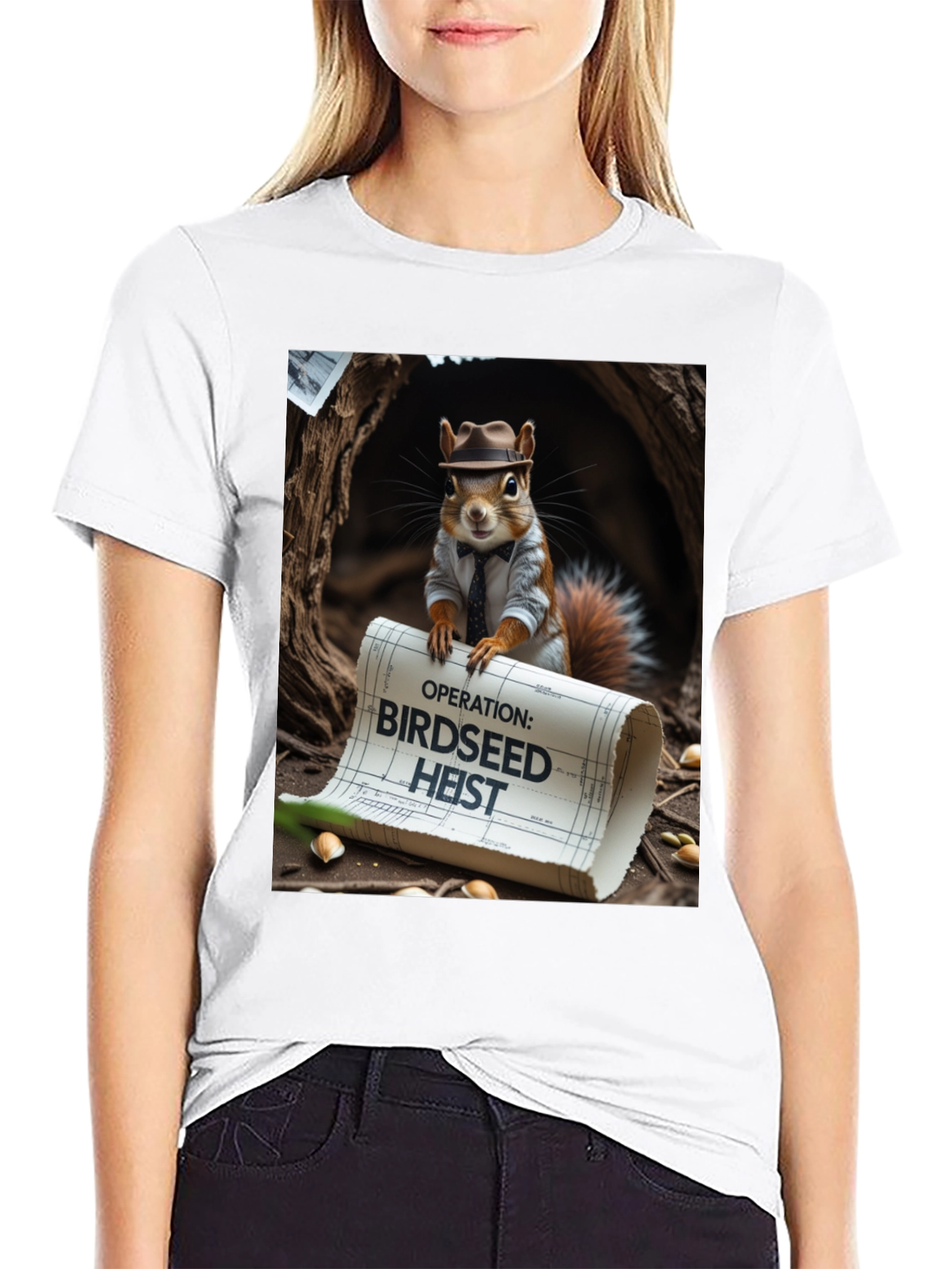Black Birdseed Heist Squirrel Tee view 9