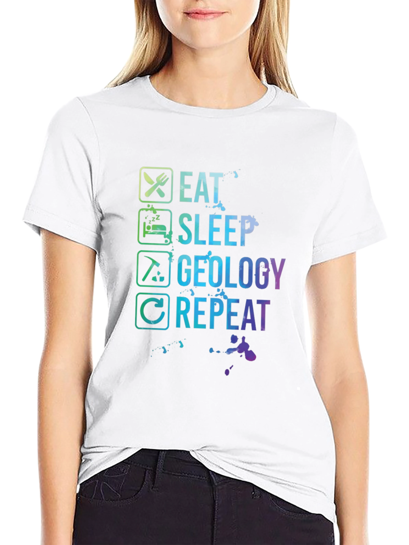 Black Eat Sleep Geology Repeat T-Shirt - Geologist Gift view 9