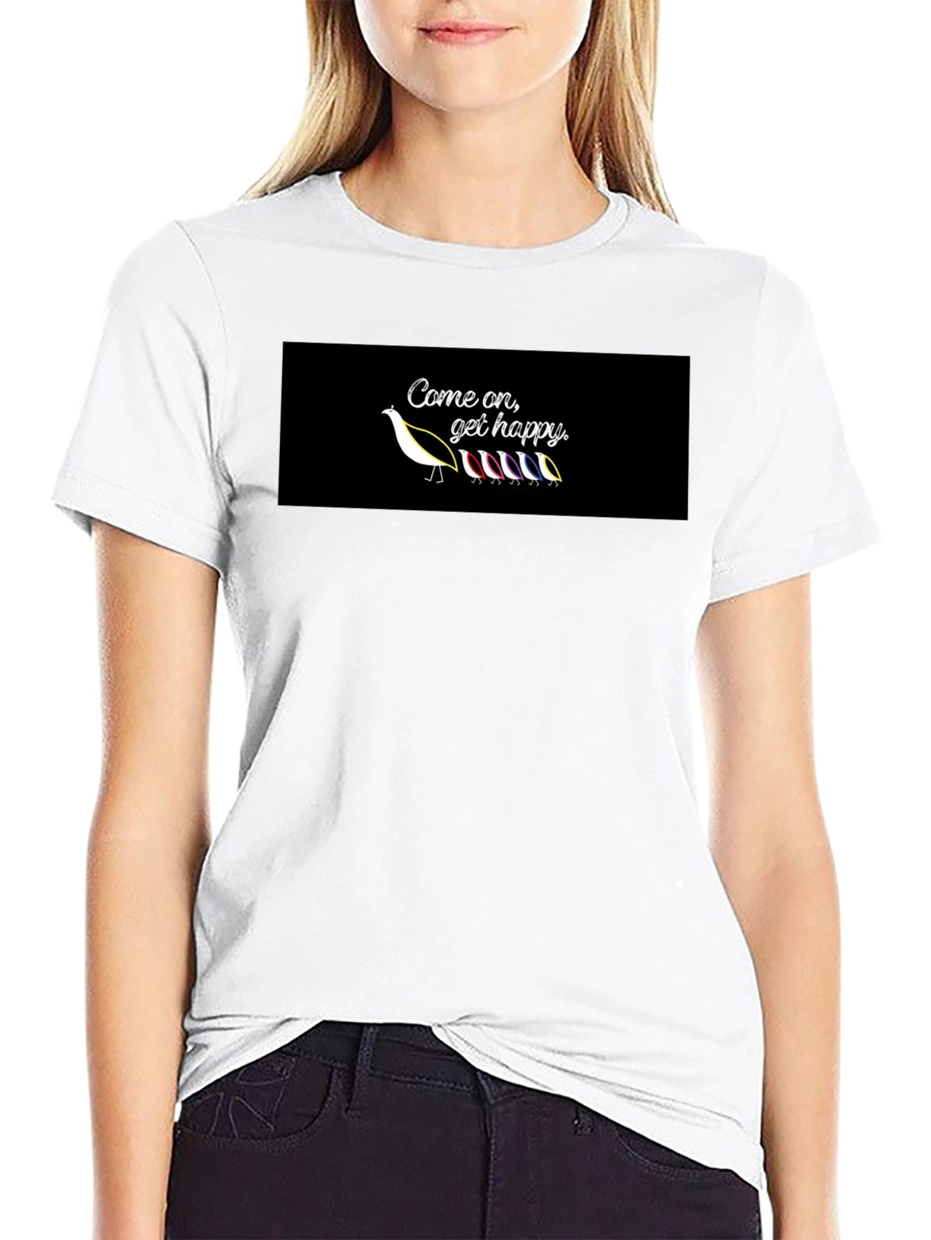 Black Come On Get Happy Graphic Tee view 9