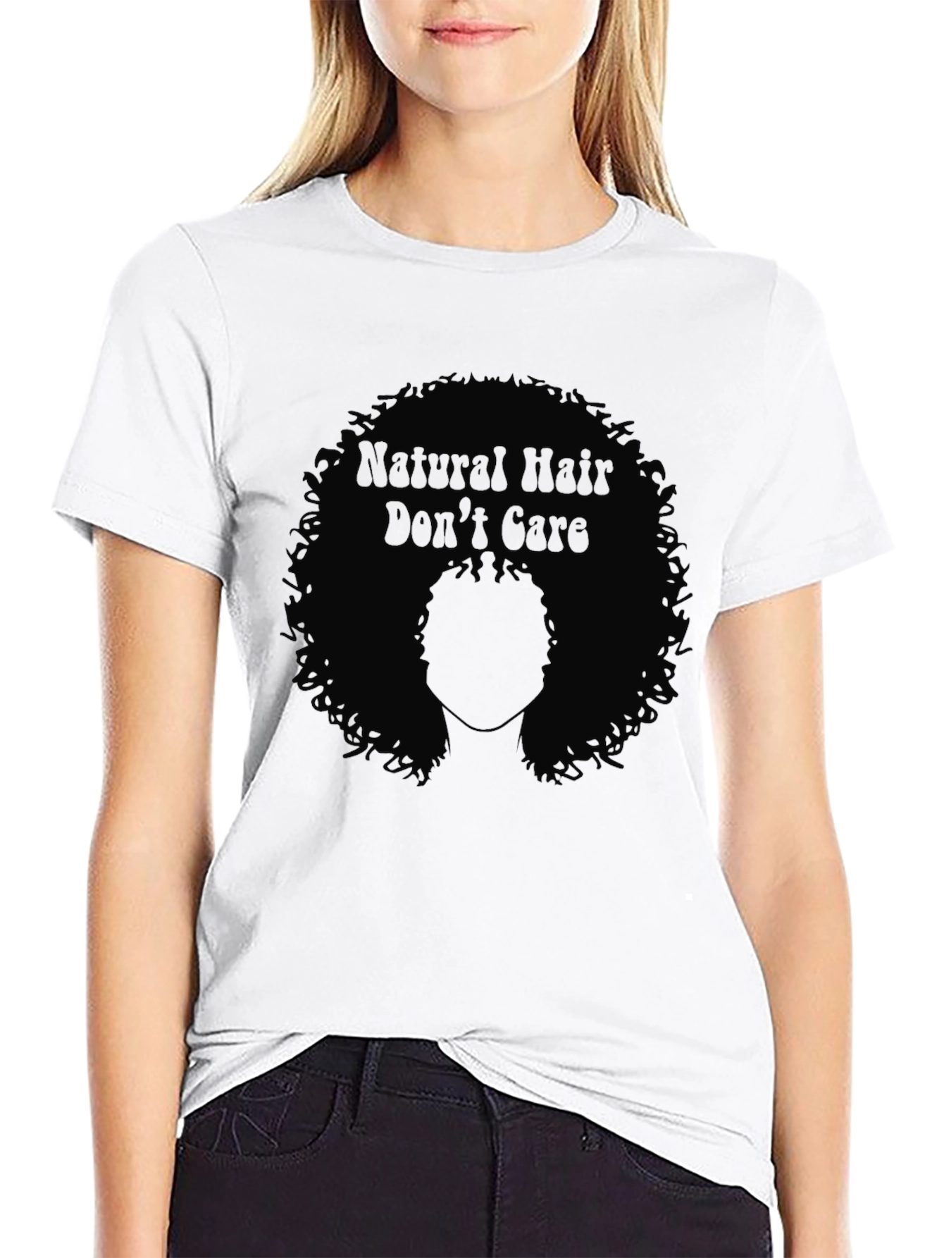 Black Natural Hair Don't Care Tee - Black Graphic T-Shirt view 9