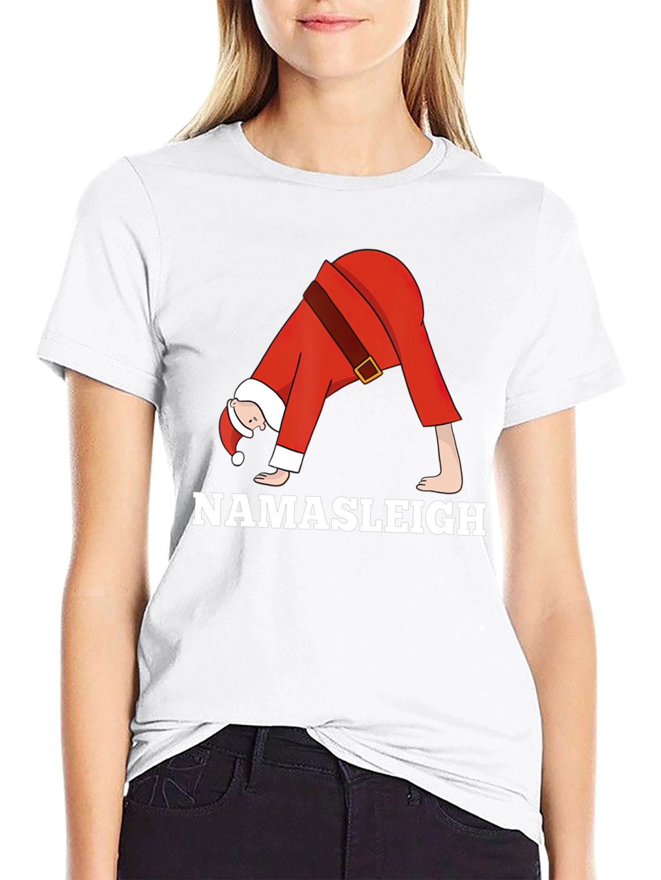 Black Namasleigh Santa Yoga Black T-Shirt view 9