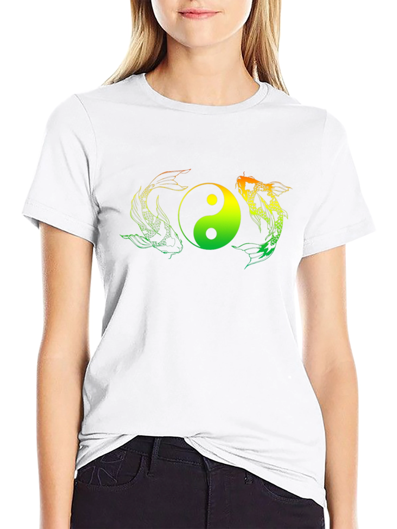 Black Yin Yang Koi Fish Graphic Tee - Black T-Shirt view 9