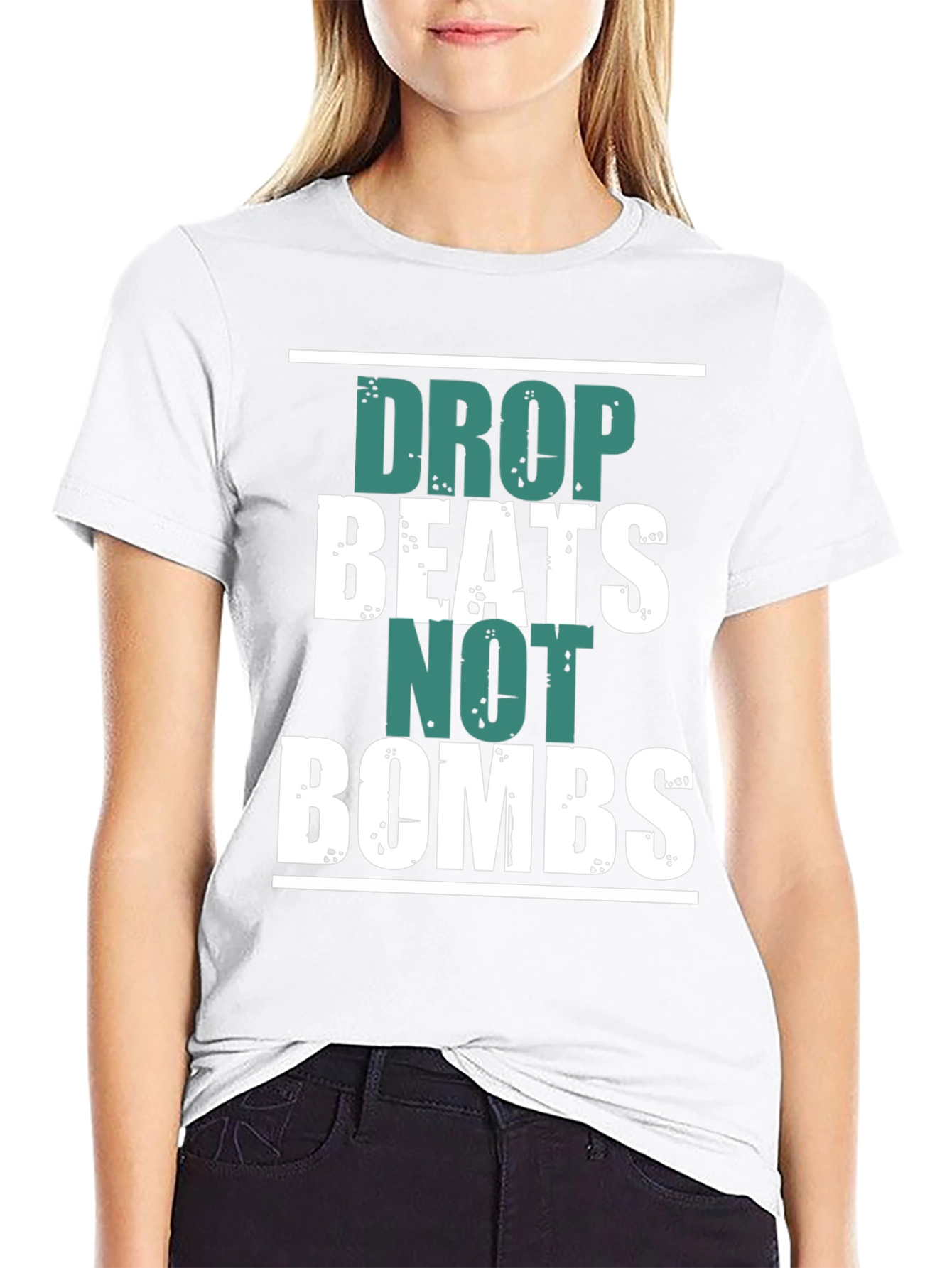 Black Drop Beats Not Bombs Graphic Tee view 9