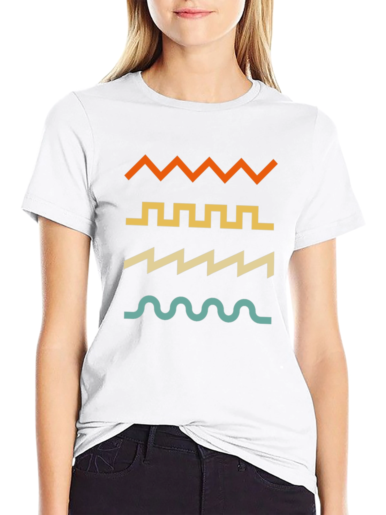 Black Retro Wave Pattern T-Shirt - Cool Graphic Tee view 9