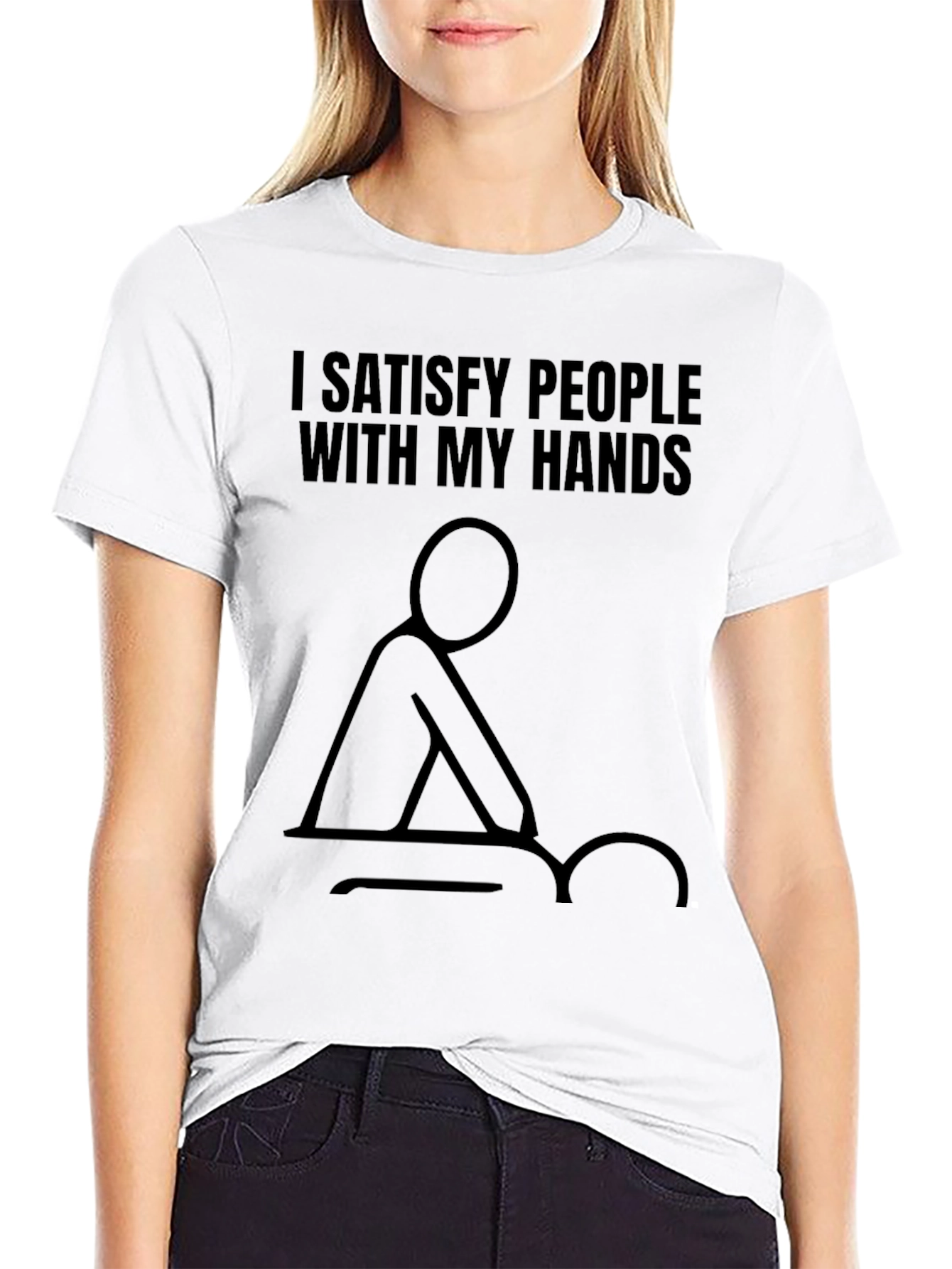 Black I Satisfy People Massage T-Shirt view 9