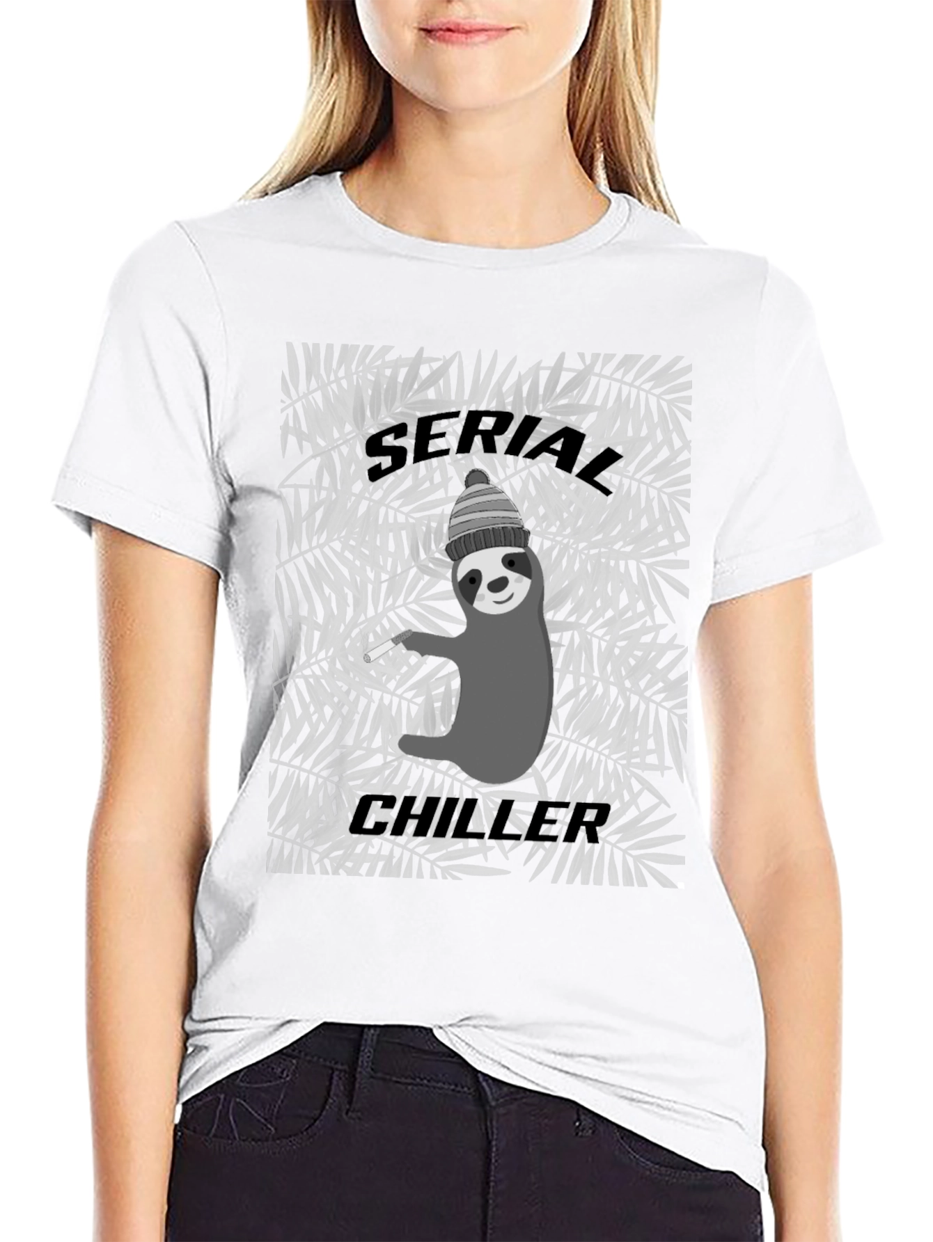 Black Serial Chiller Sloth Graphic Tee - Cool Relaxed Style view 9