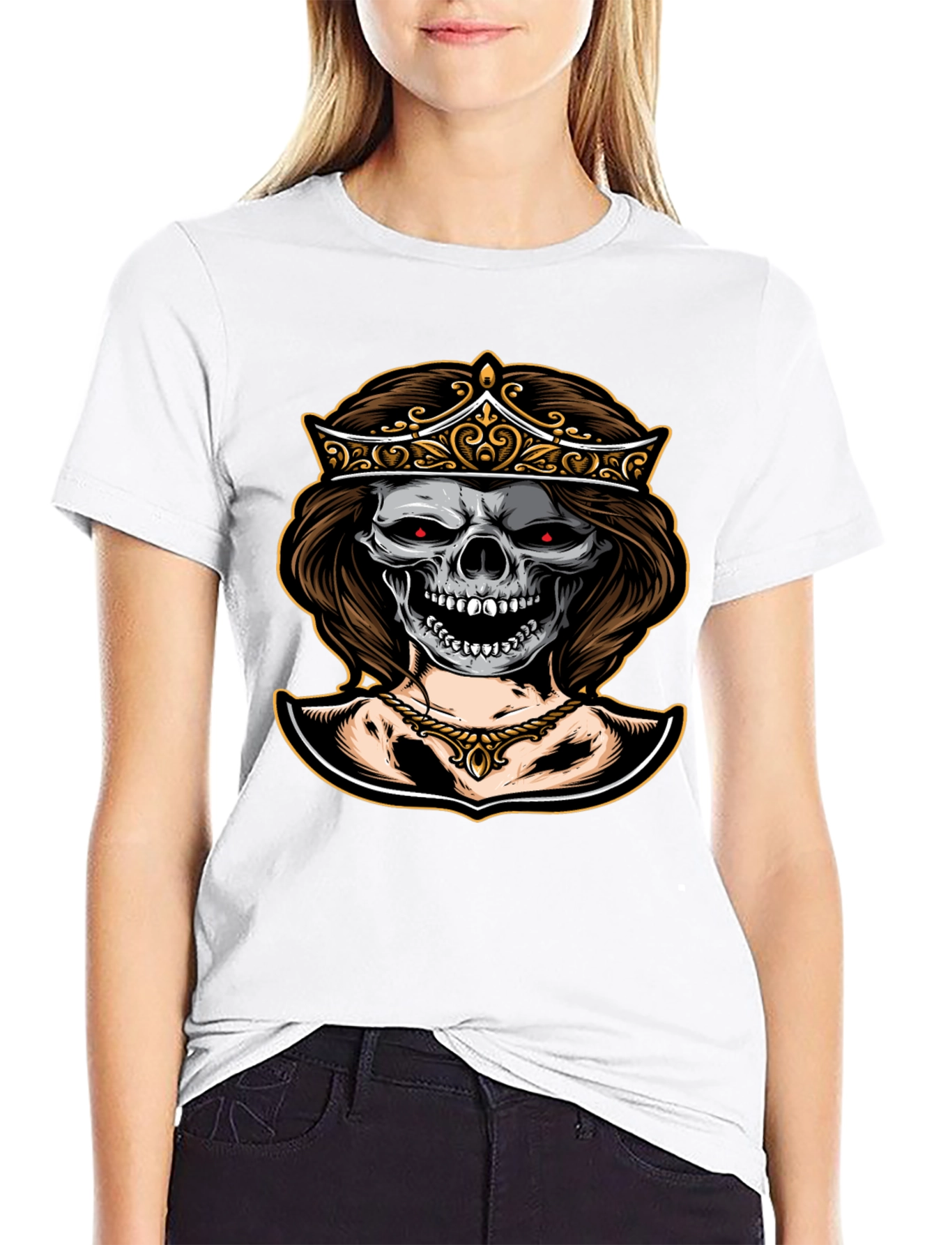 Black Skull Queen Graphic Tee - Dark Humor Fashion view 9