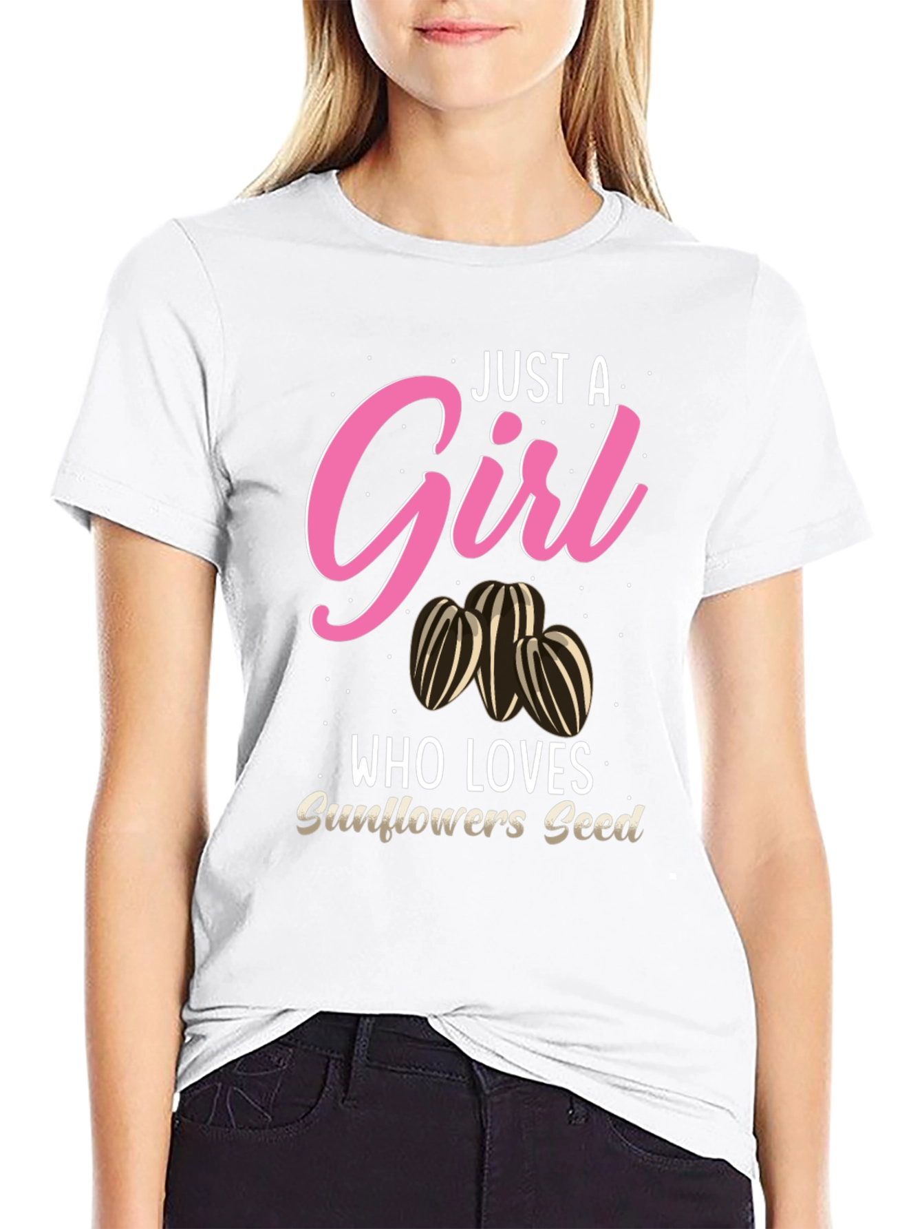 Black Just A Girl Who Loves Sunflower Seeds T-Shirt view 9