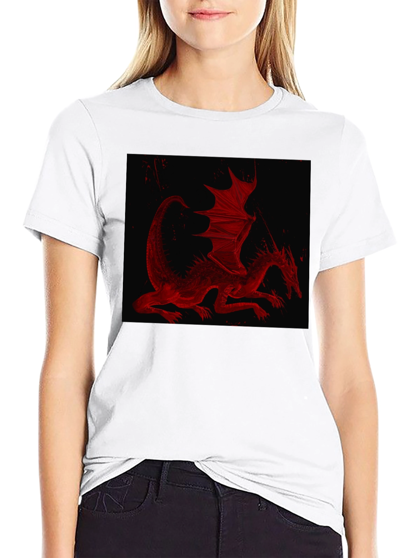Black Red Dragon Graphic T-Shirt - Black view 9