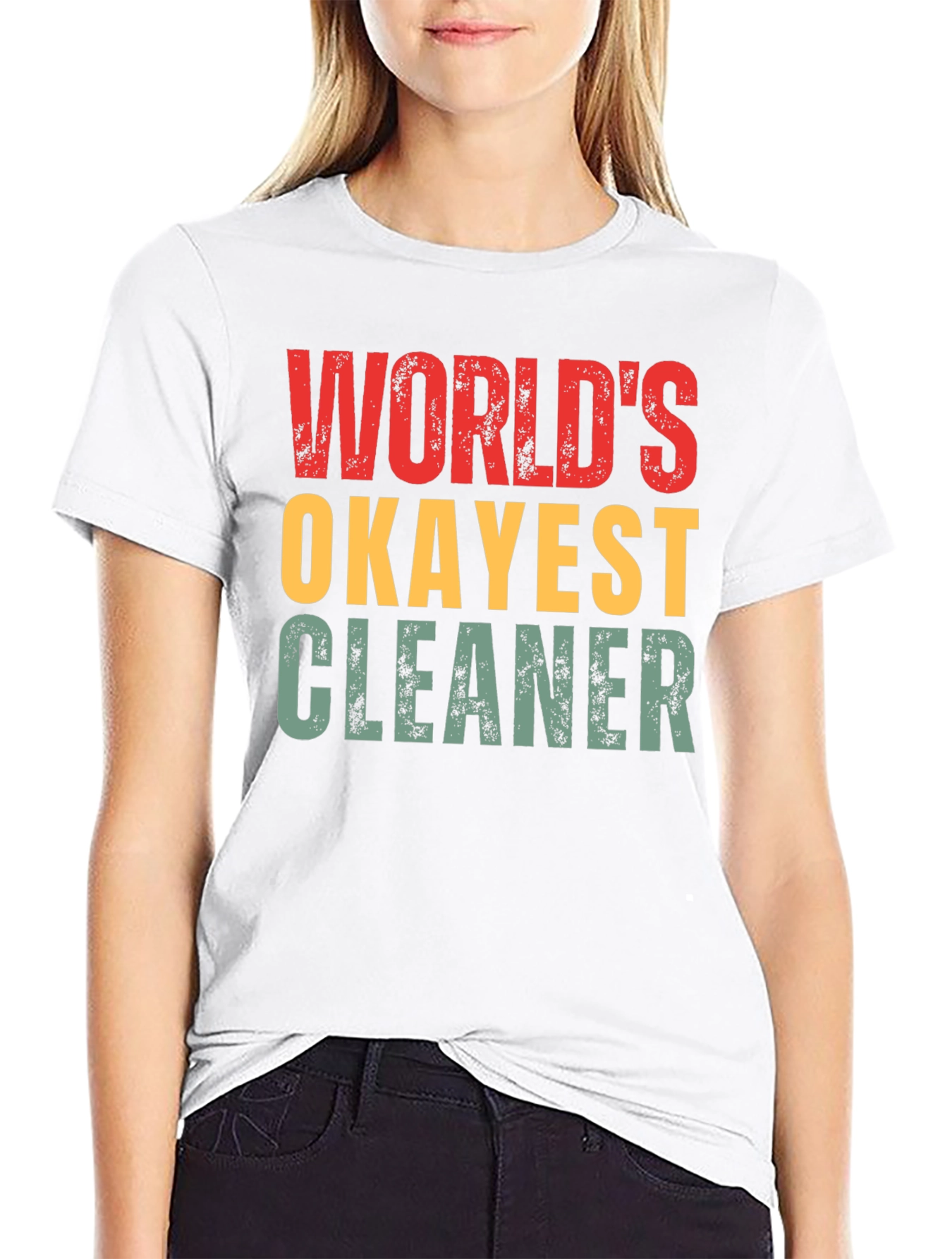 Black World's Okayest Cleaner T-Shirt Funny Gift view 9