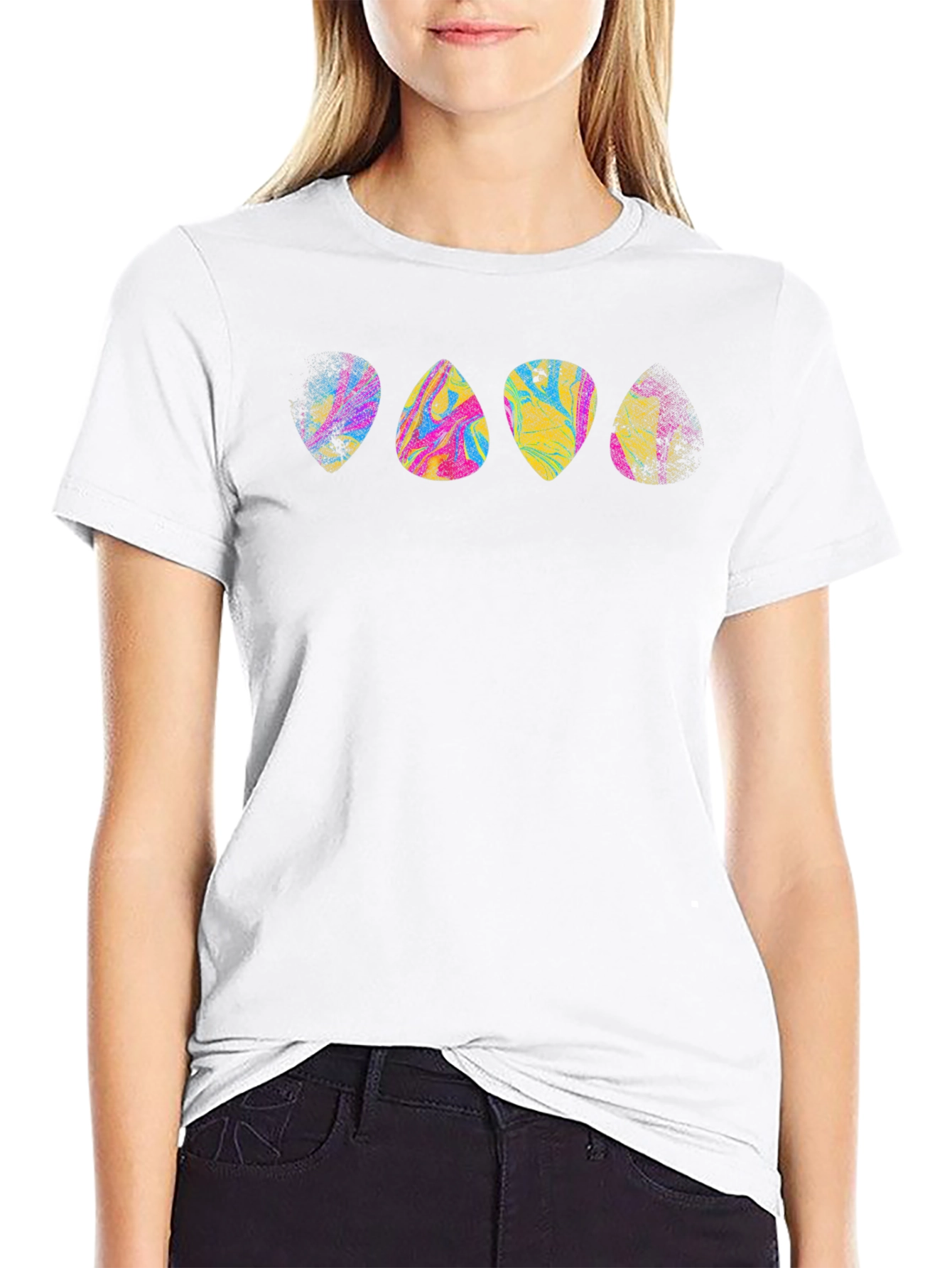 Black Abstract Guitar Pick T-Shirt view 9