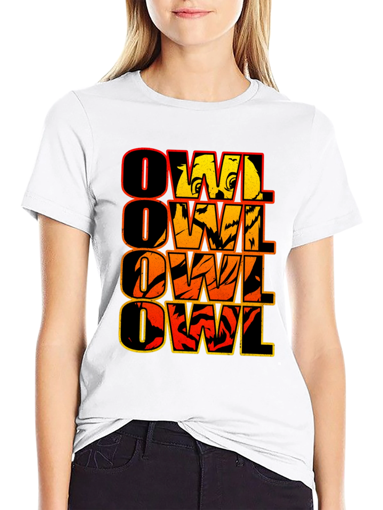 Black Owl Graphic Print Men's Black T-Shirt view 9