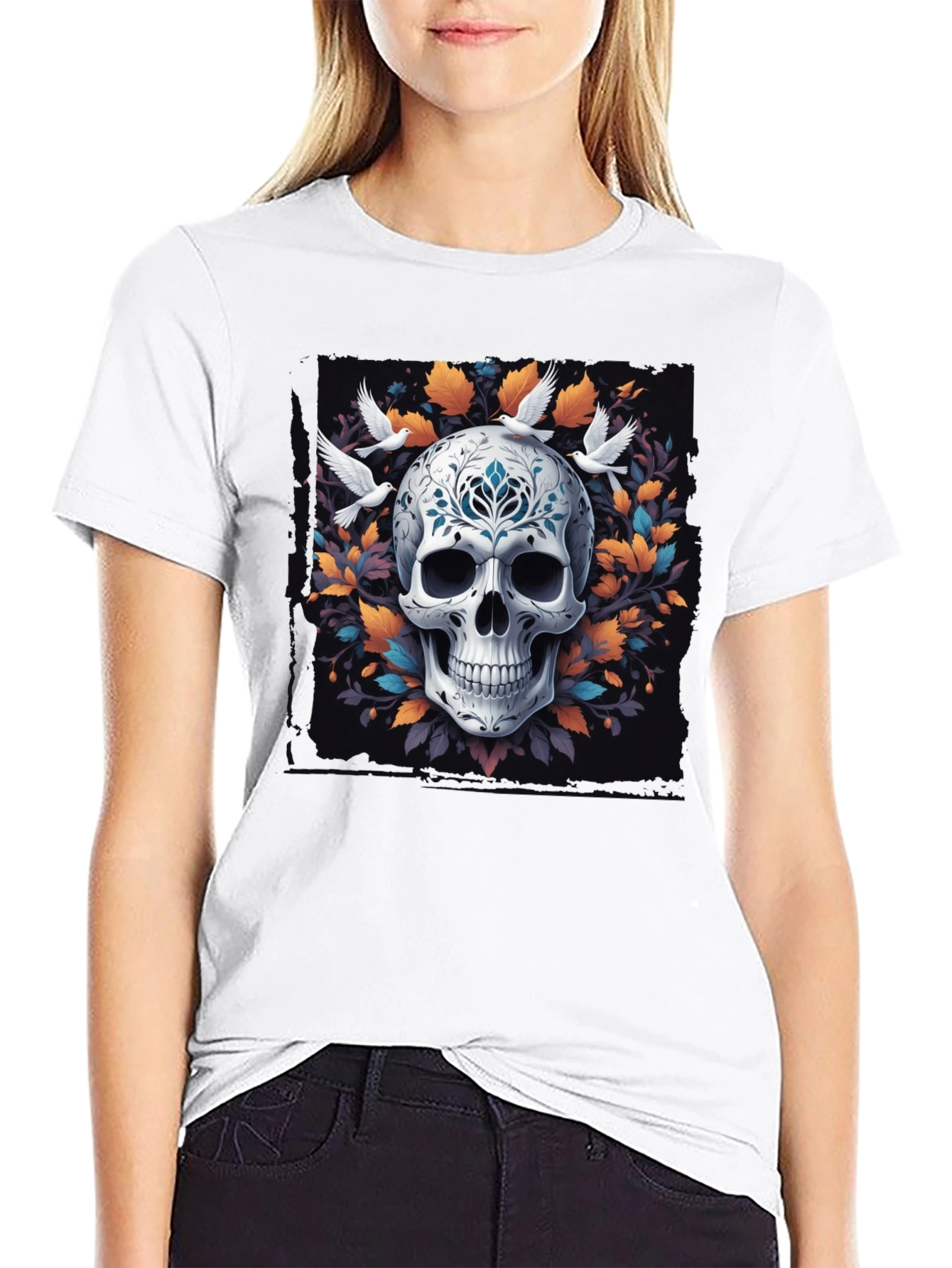 Black Skull & Dove Graphic Tee view 9