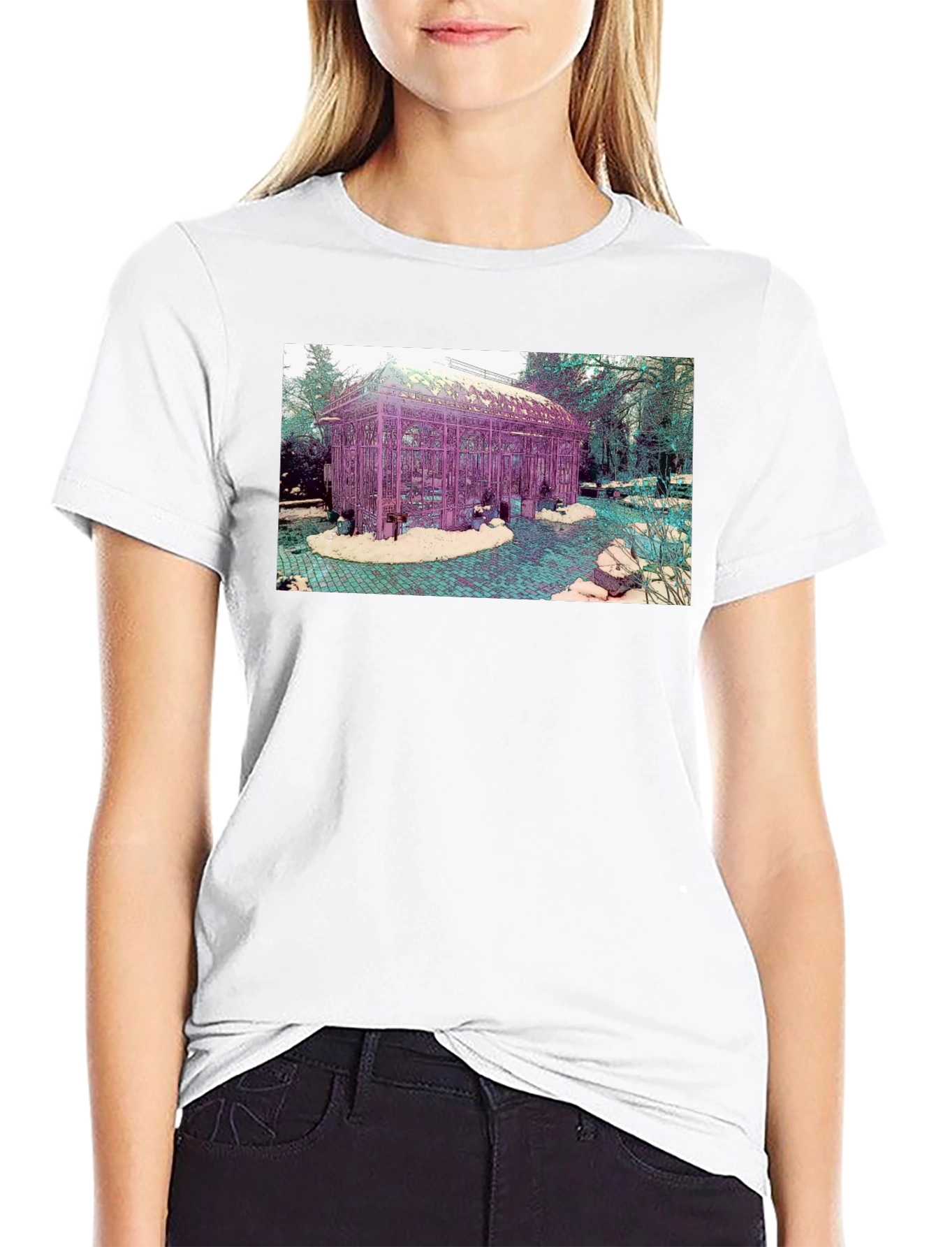 Black Artistic Greenhouse Graphic Tee - Unique Design view 9