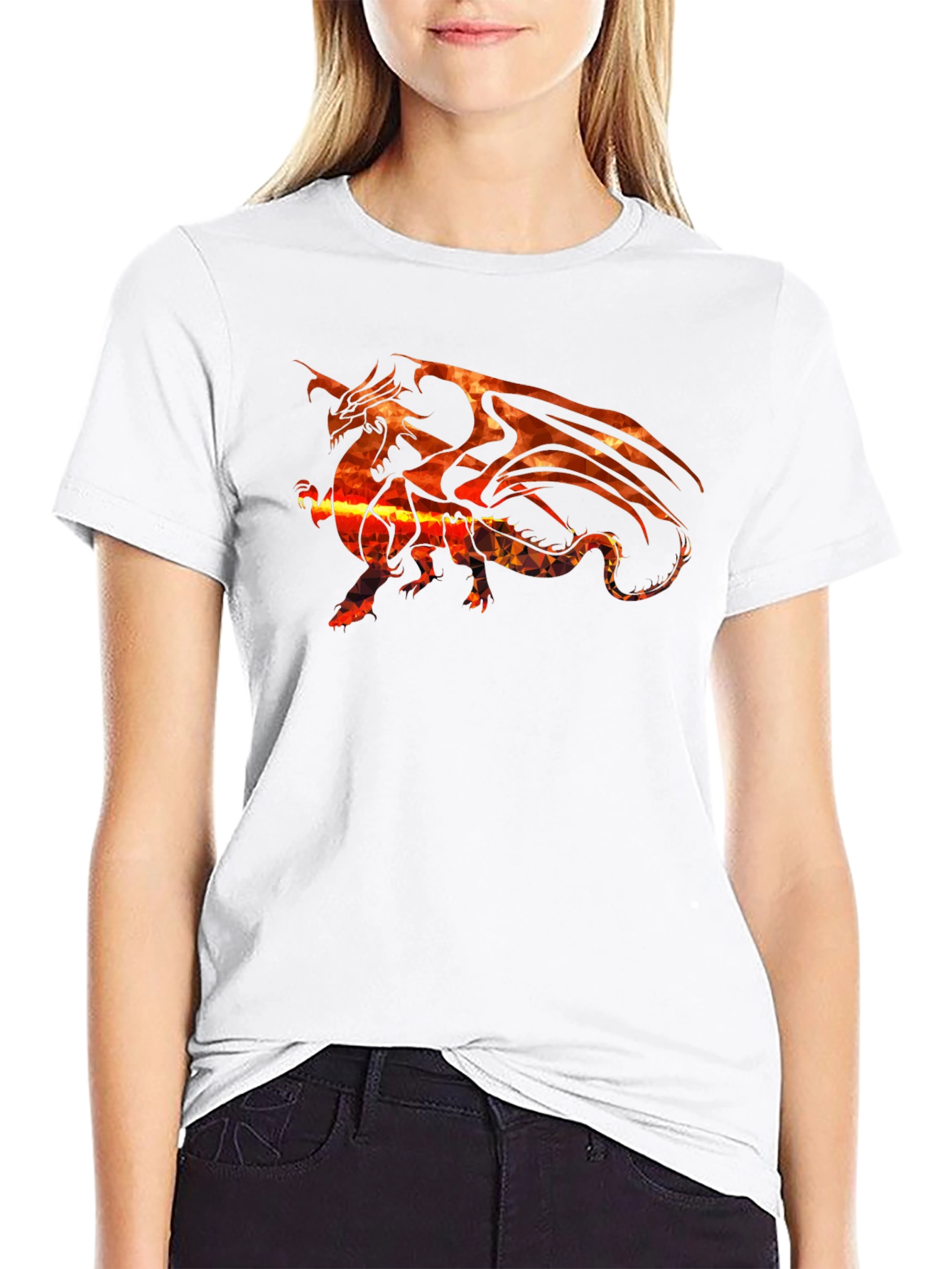 Black Fiery Dragon Graphic Black T-Shirt view 9