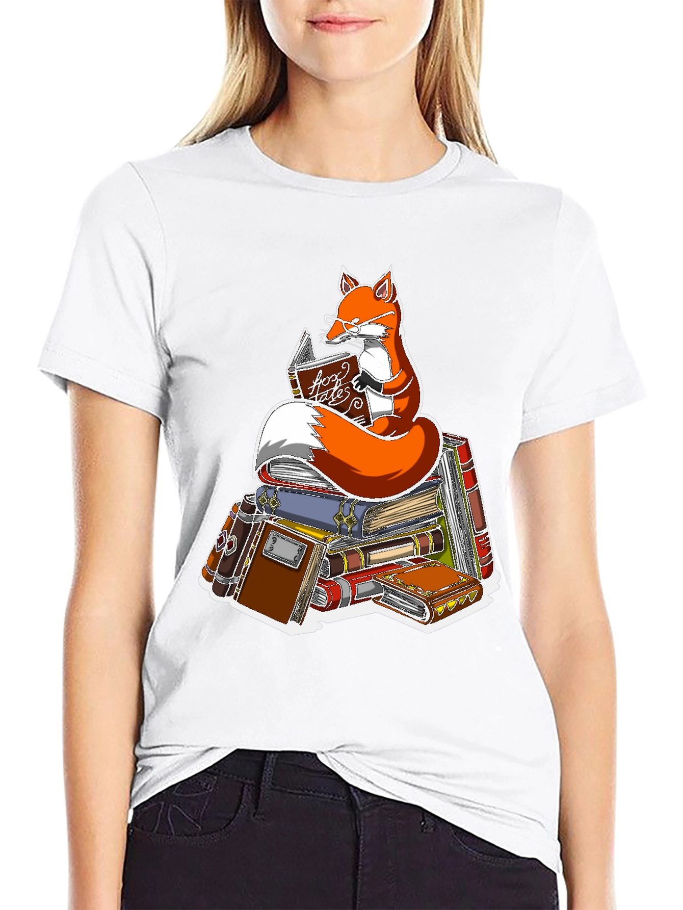 Black Fox Reading Book T-Shirt - Smart Animal Tee view 9