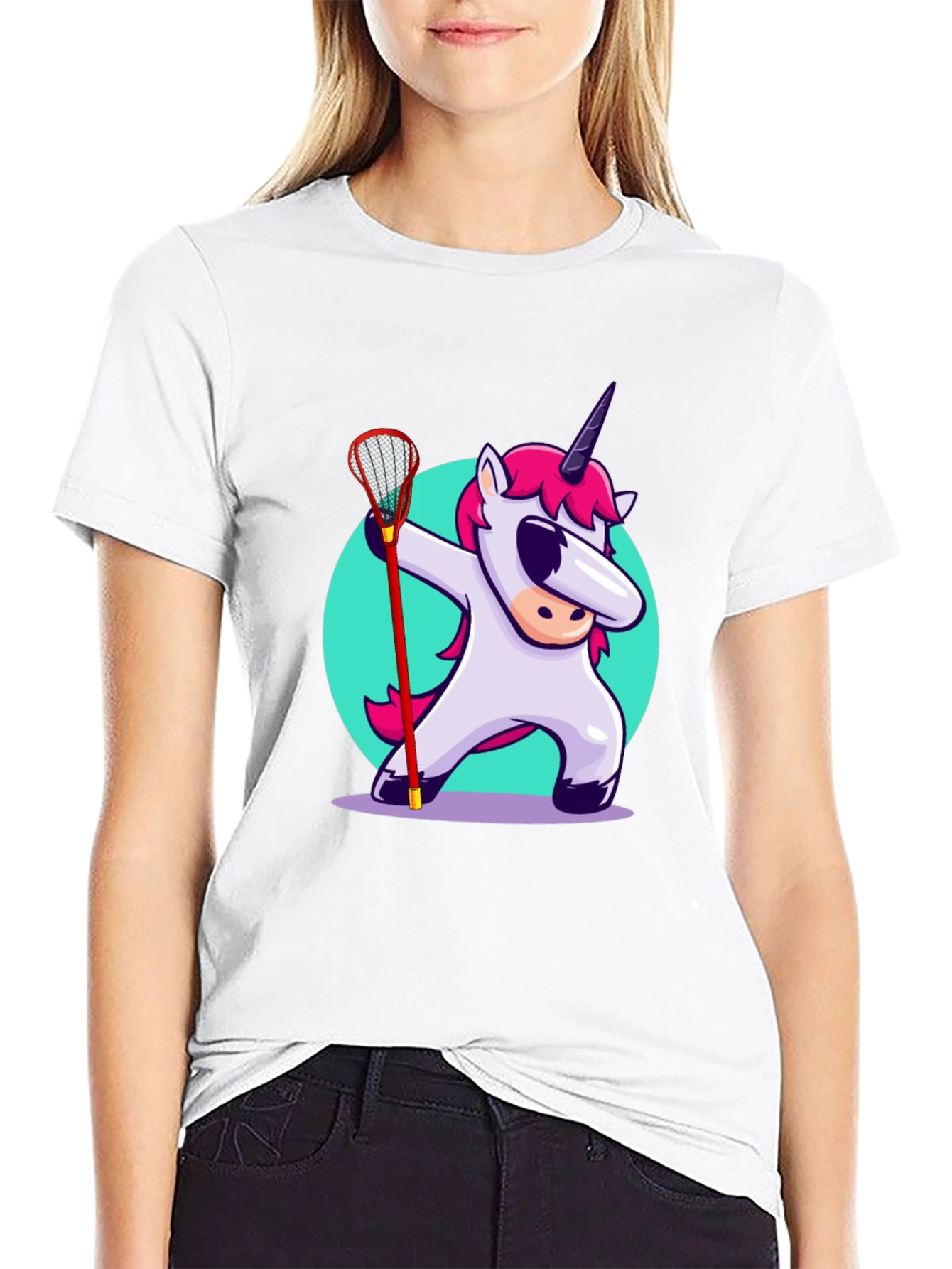 Black Unicorn Lacrosse Dabbing T-Shirt - Black view 9