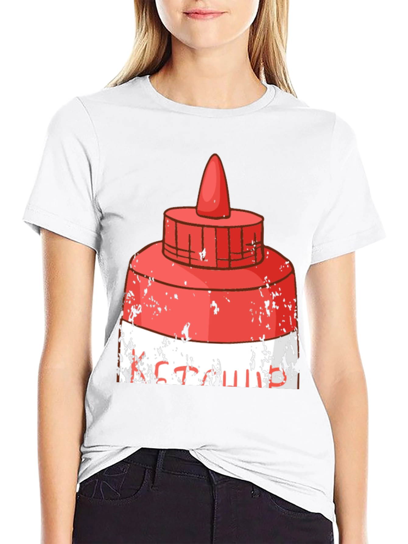 Black Funny Ketchup Graphic T-Shirt view 9