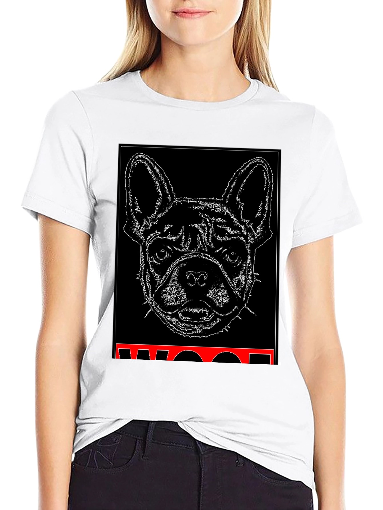 Black Woof Dog Graphic Black T-Shirt view 9