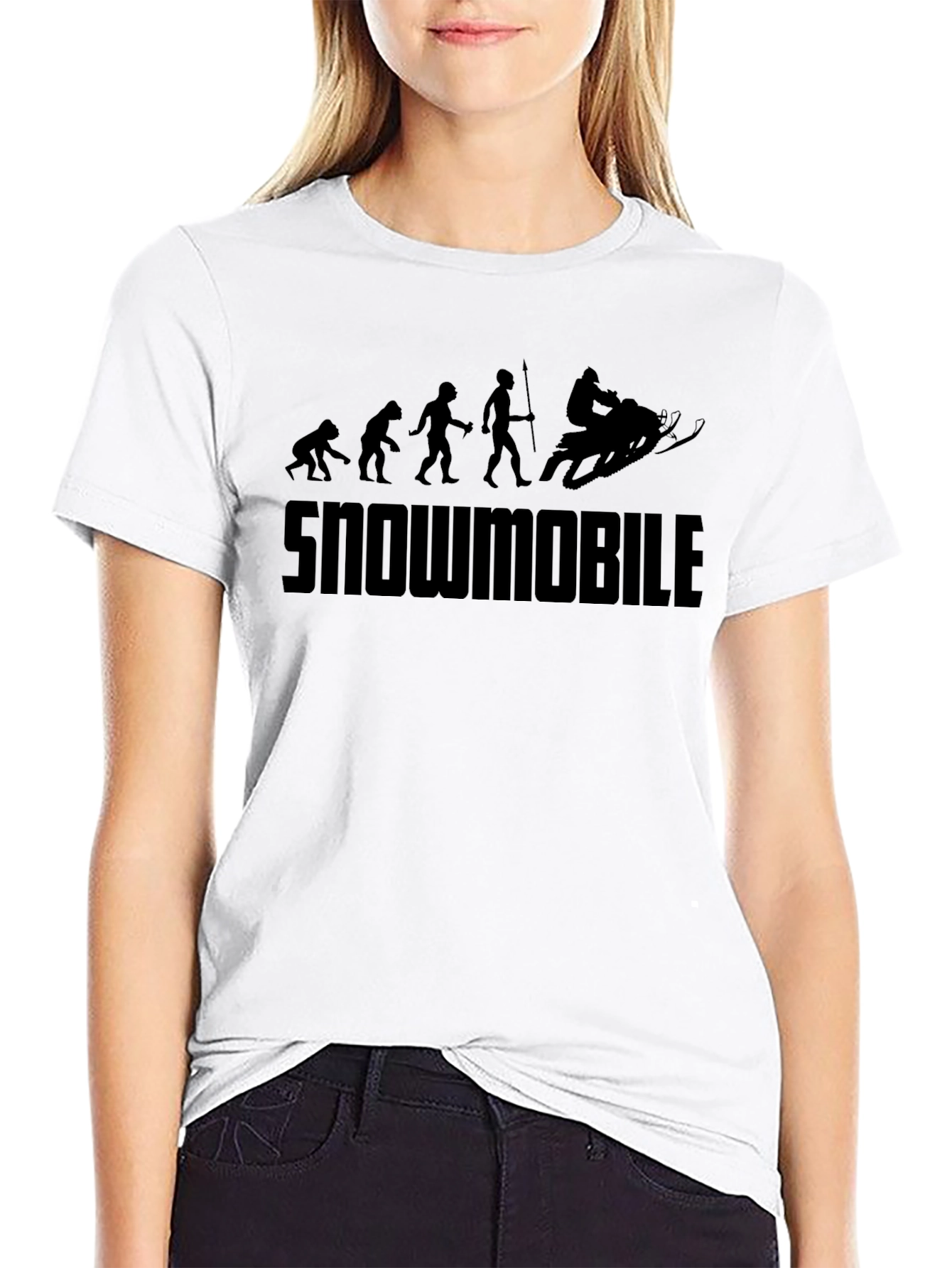 Black Snowmobile Evolution T-Shirt - Black Graphic Tee view 9