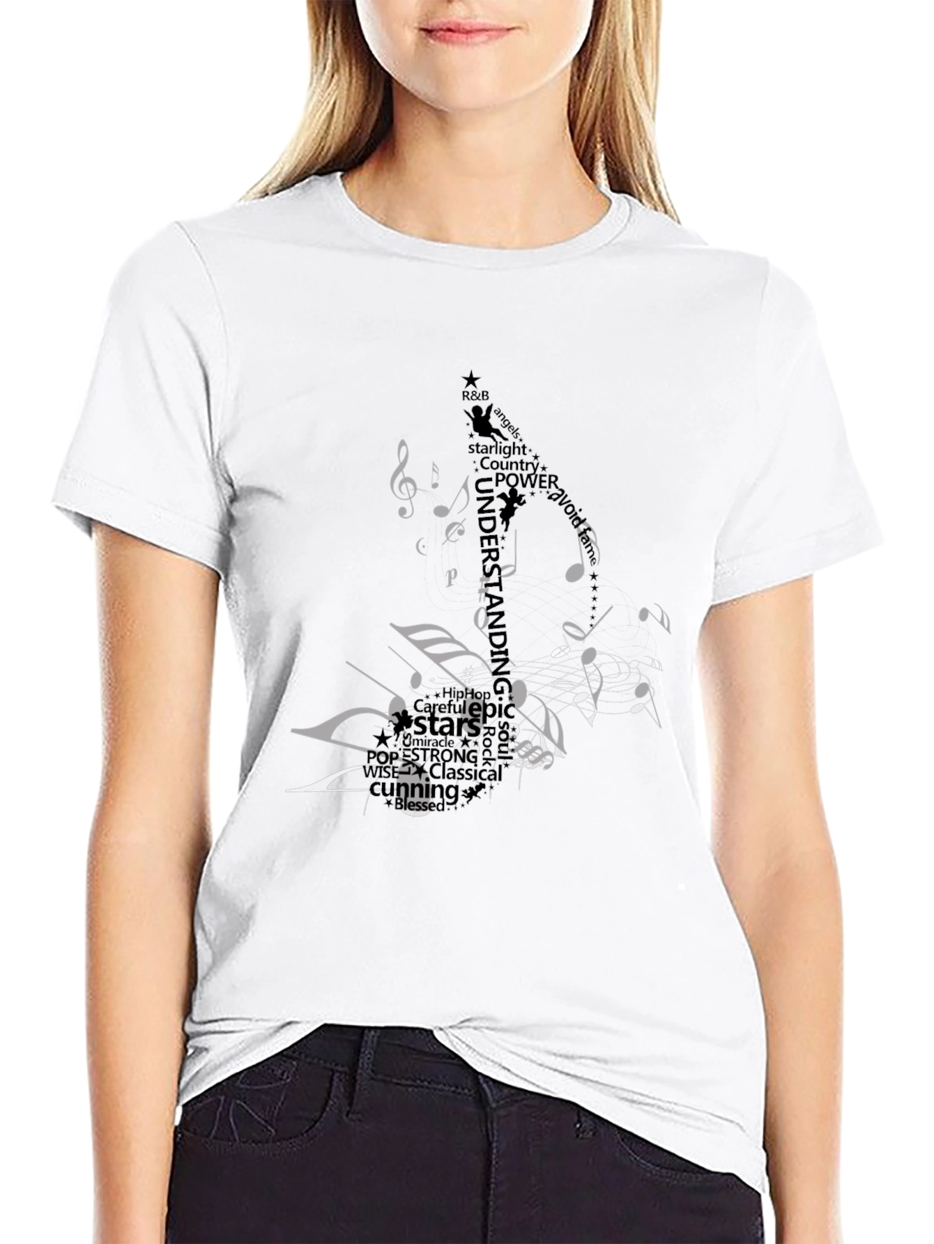 Black Musical Note Graphic Black T-Shirt view 9
