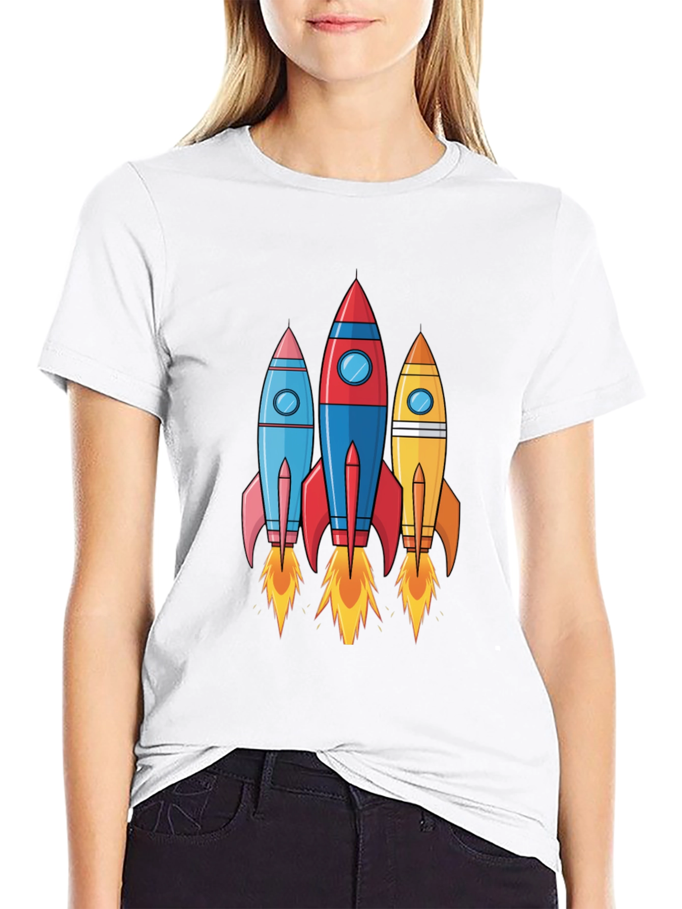 Black Rocket Launch T-Shirt - Space Adventure Design view 9