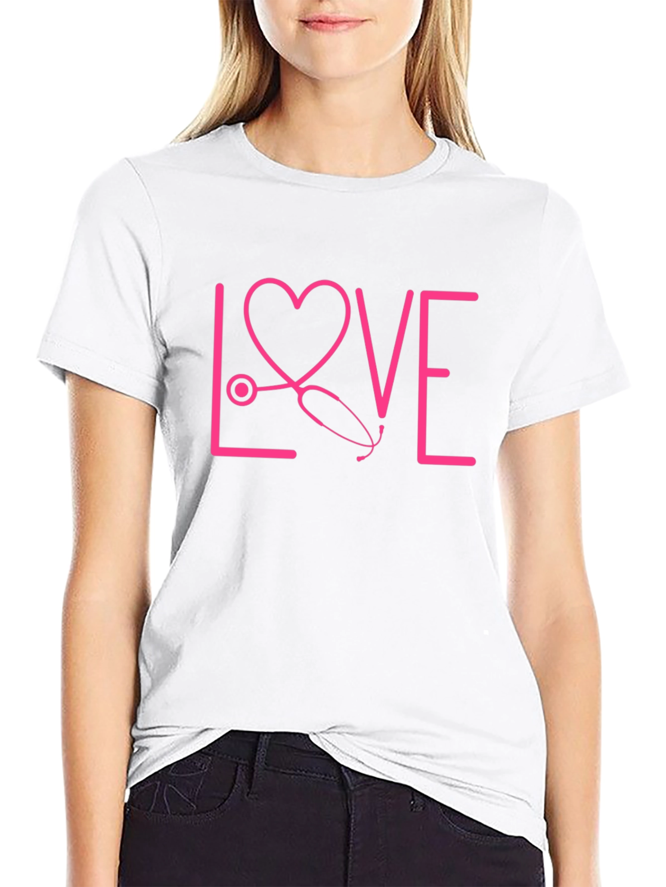 Black Nurse Love Stethoscope Graphic Tee view 9