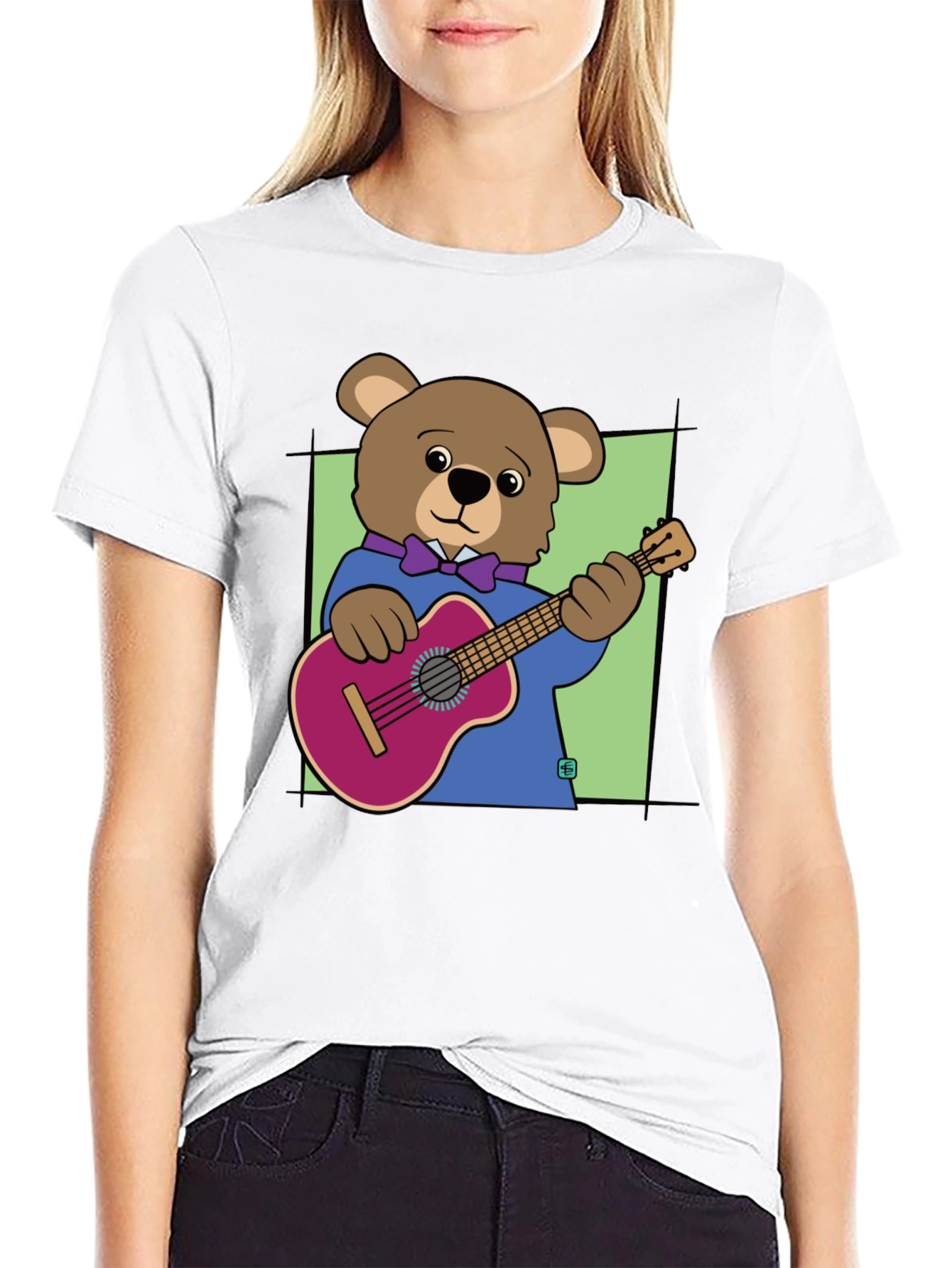 Black Bear Playing Guitar Graphic Tee - Cool Musician T-Shirt view 9
