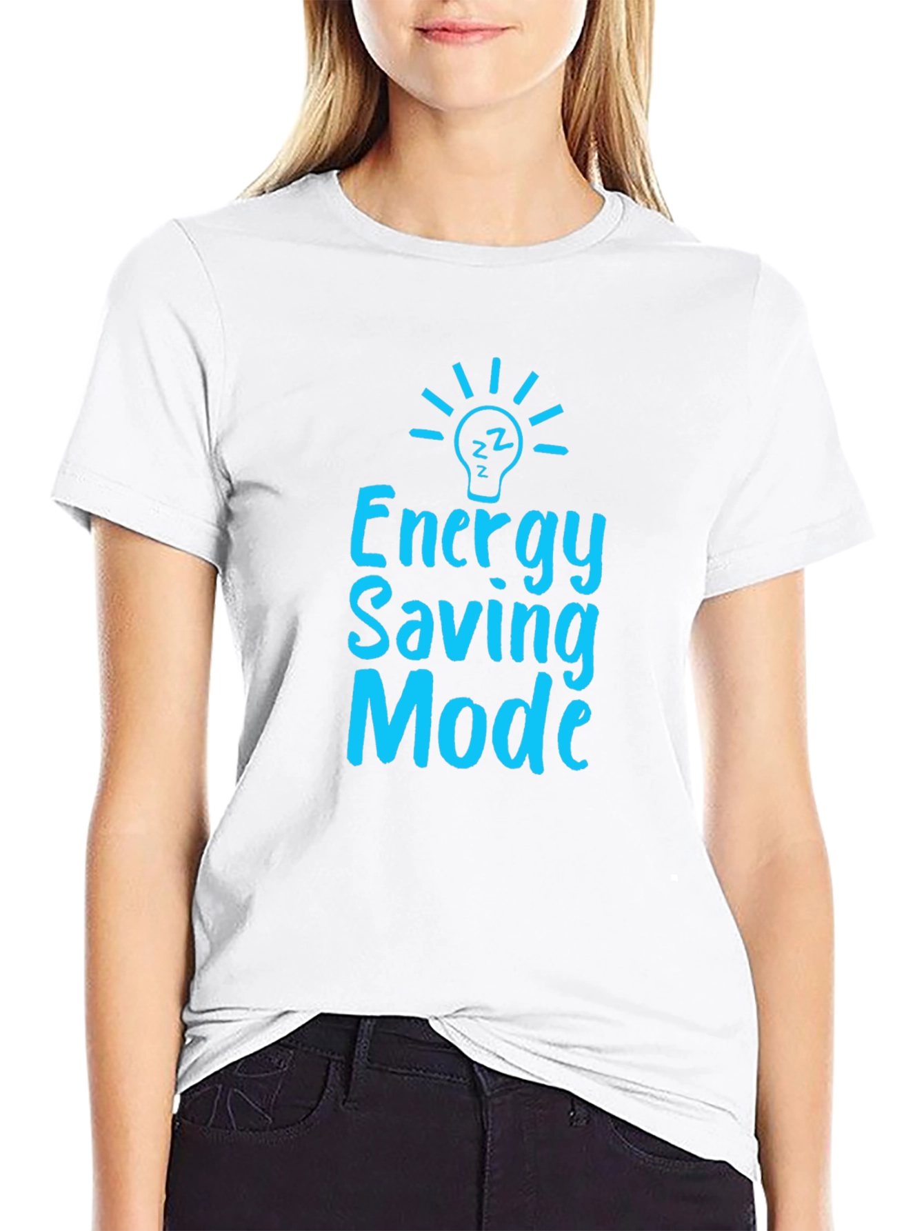 Black Energy Saving Mode Graphic T-Shirt - Black view 9