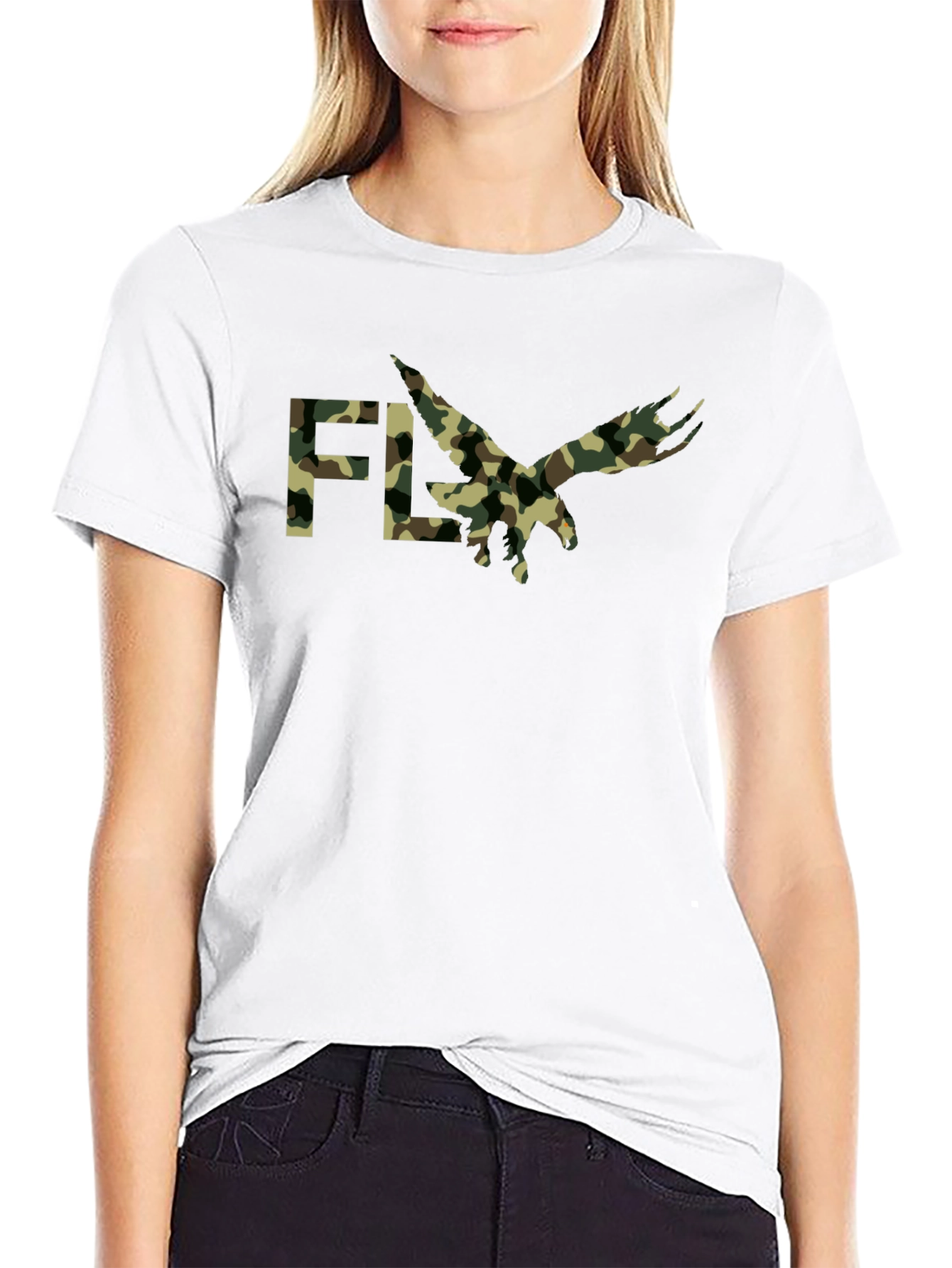 Black Camouflage FLY Eagle Graphic T-Shirt view 9