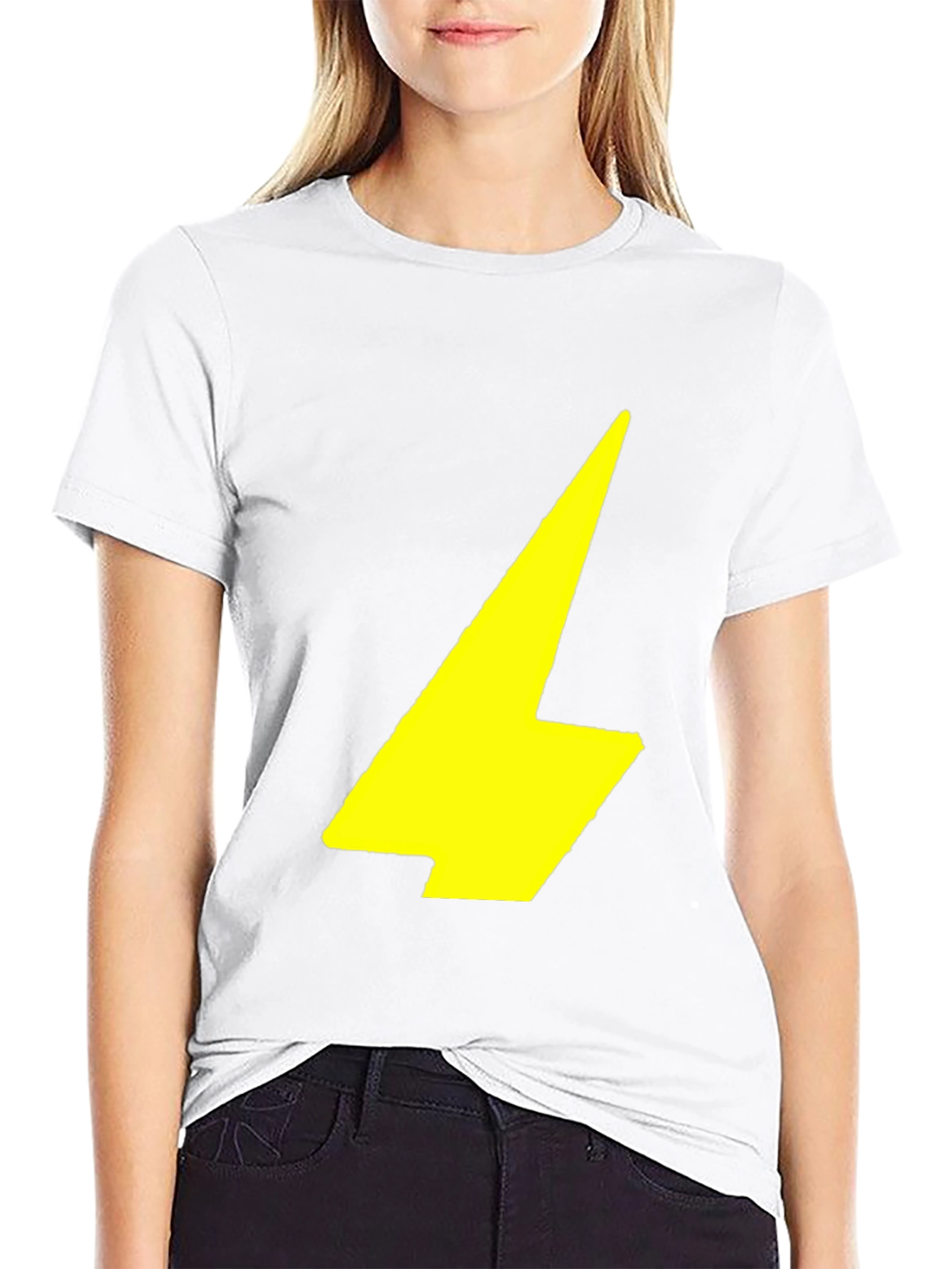 Black Black T-Shirt with Yellow Lightning Bolt Graphic view 9