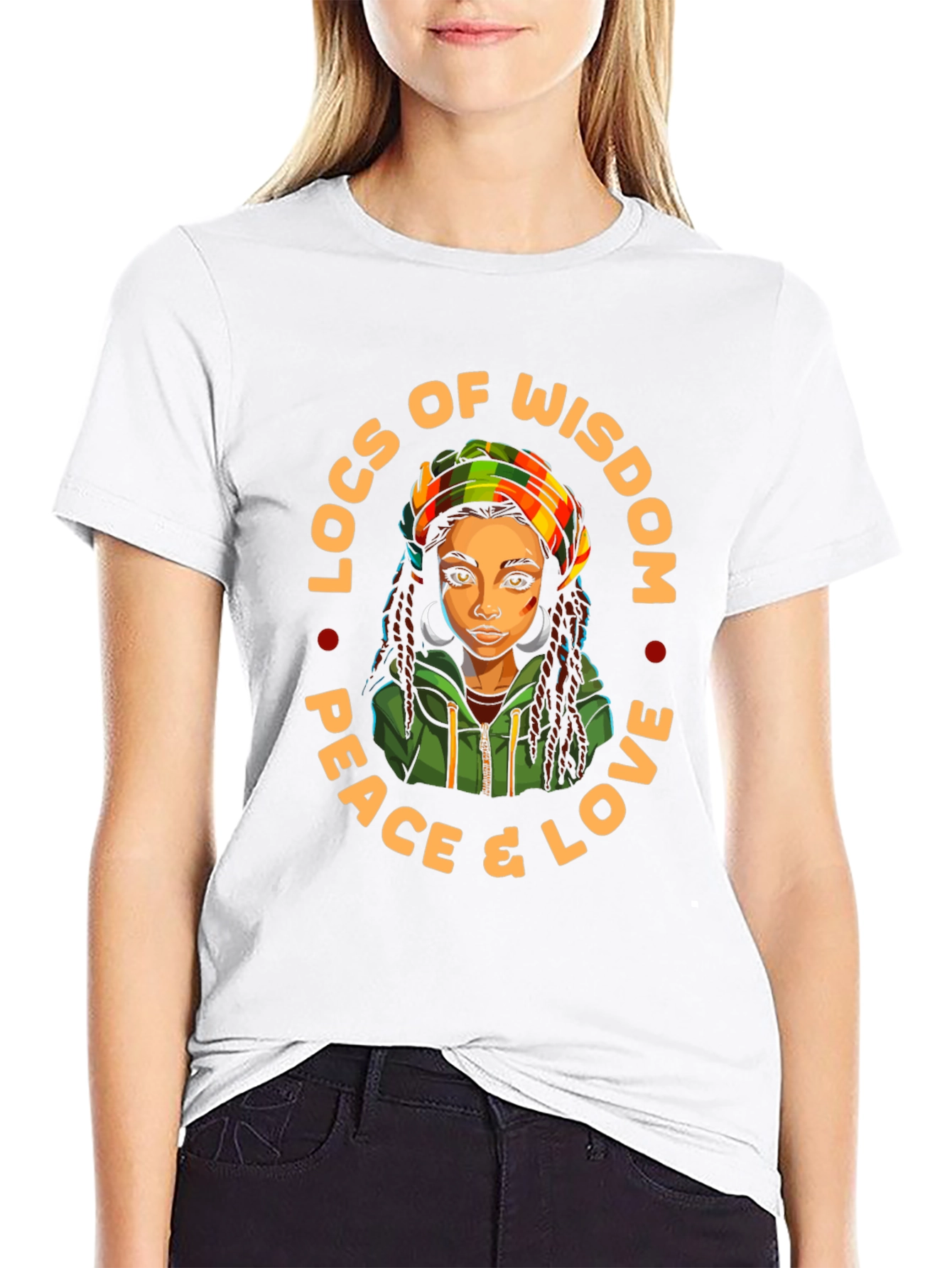 Black Locs of Wisdom T-Shirt: Peace & Love Tee view 9