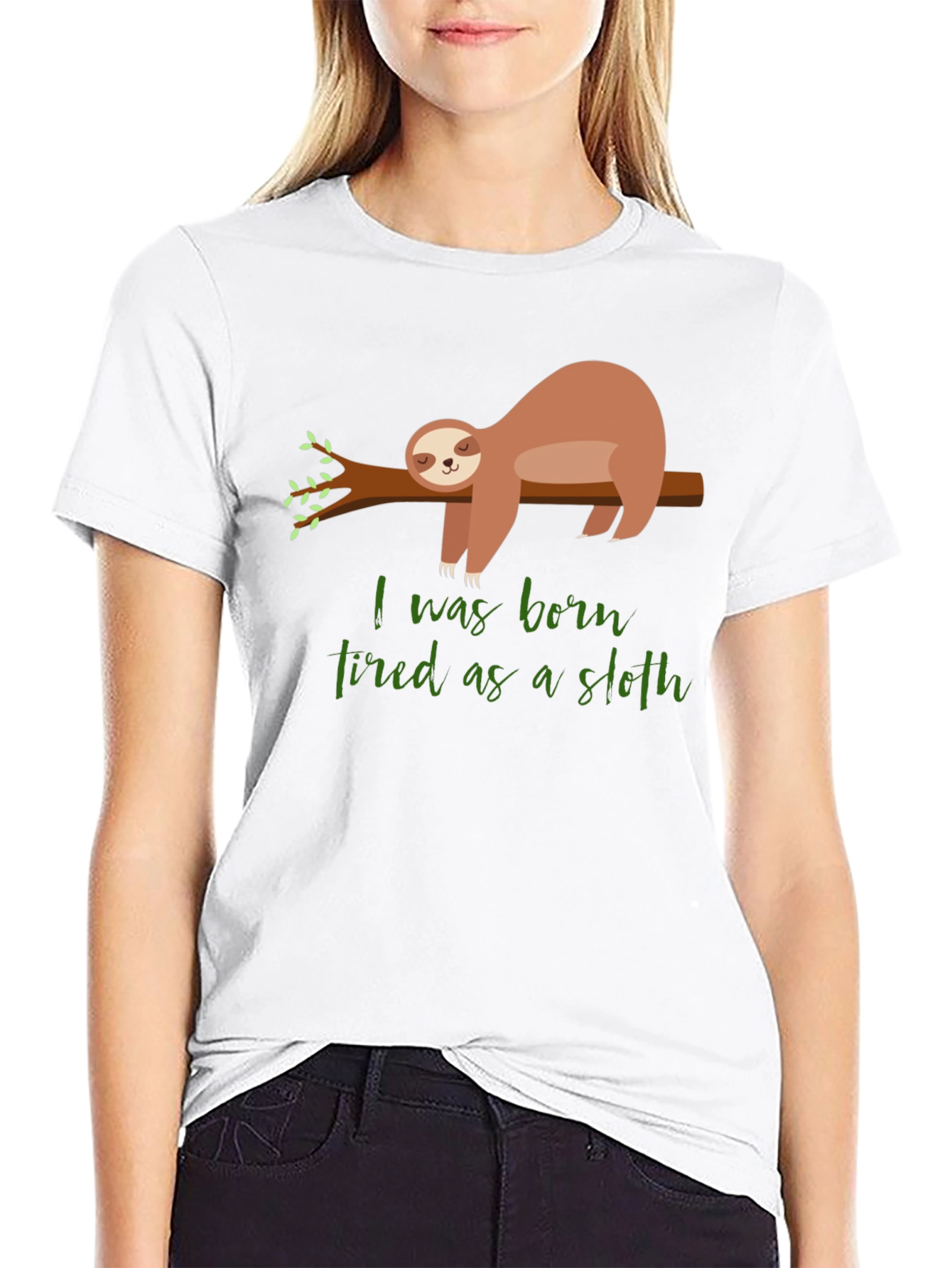 Black Born Tired Sloth Graphic T-Shirt - Unisex Cotton Tee view 9