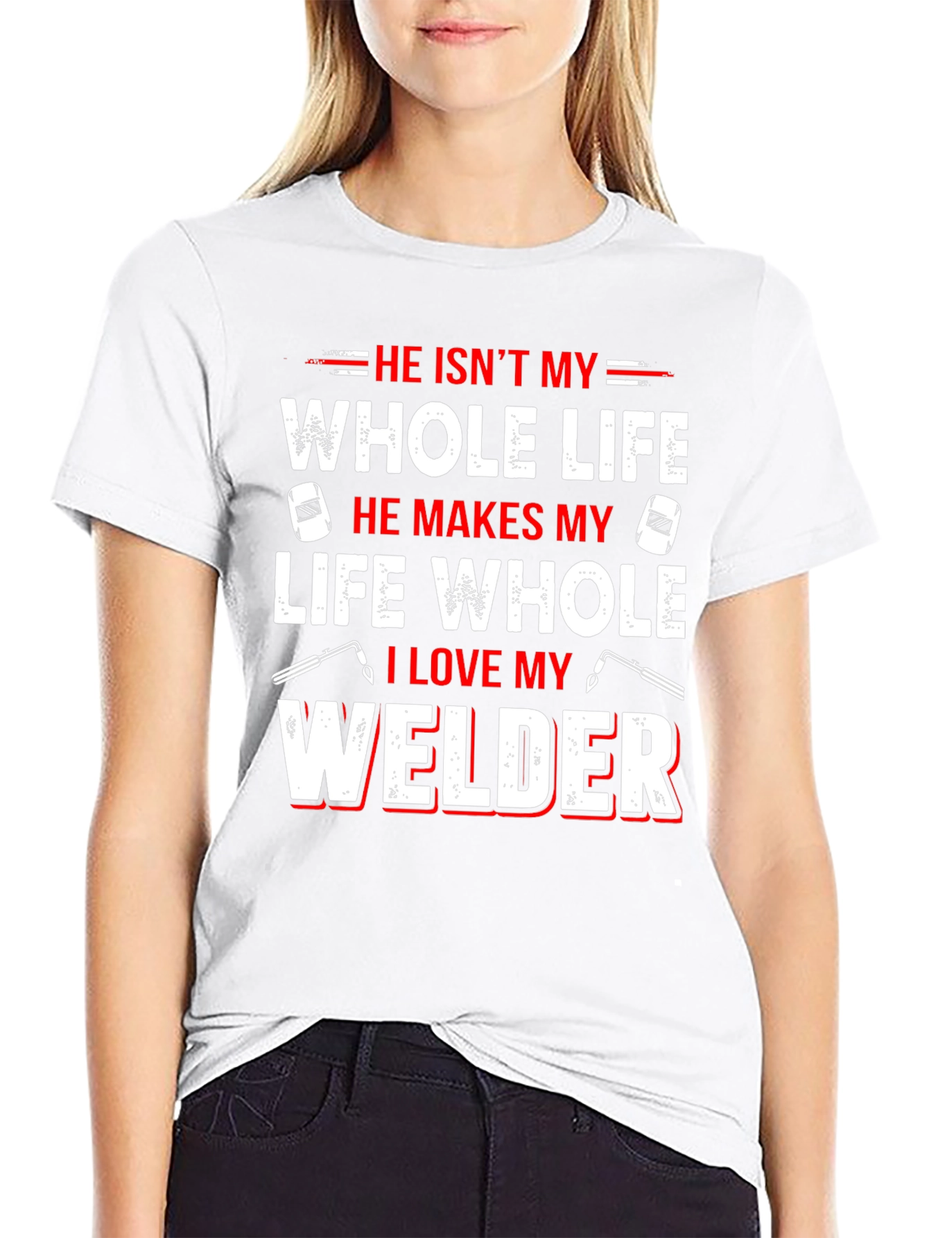 Black He Isn't My Whole Life Welder T-Shirt view 9