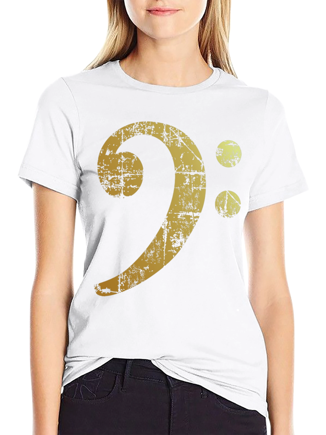 Black Vintage Bass Clef Graphic T-Shirt view 9