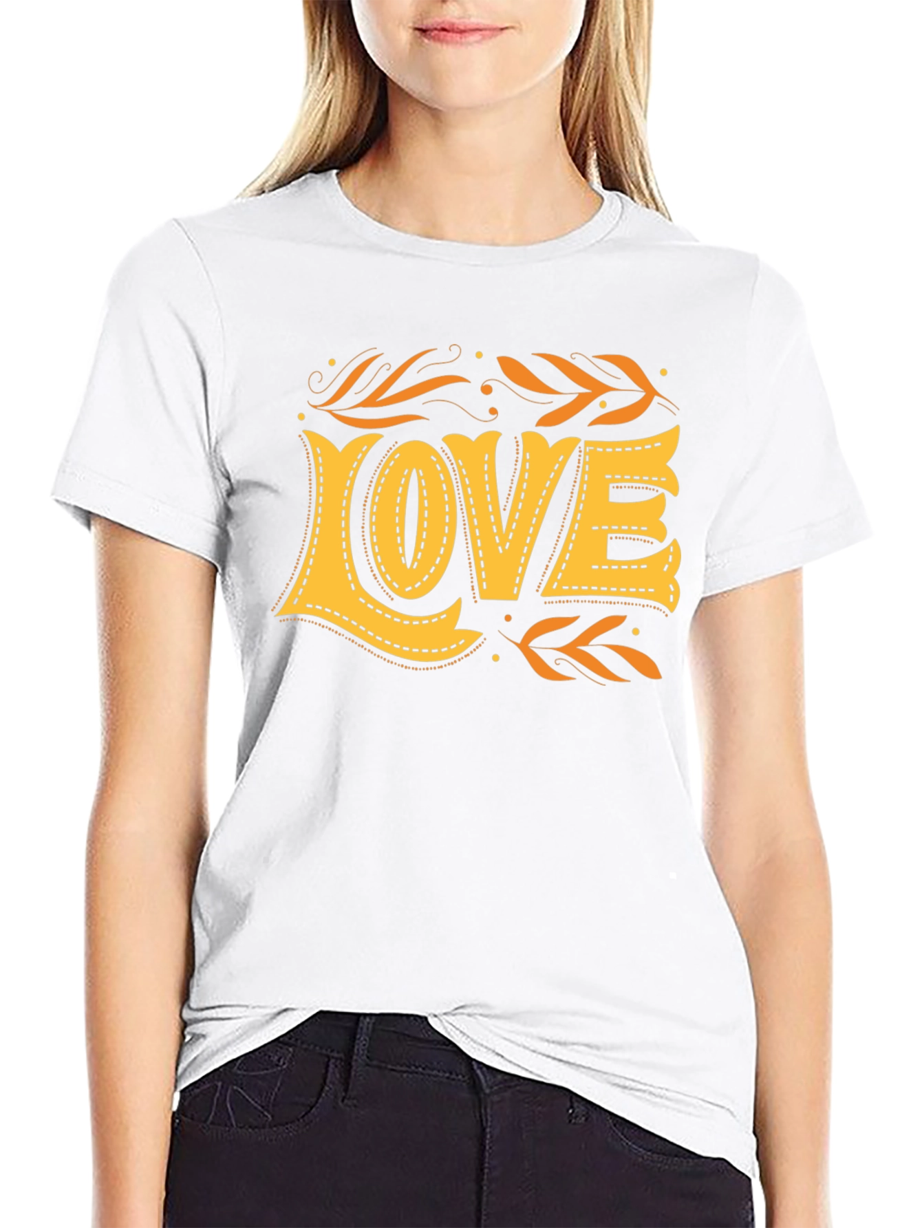 Black Stylish 'LOVE' Graphic Print Black T-Shirt view 9