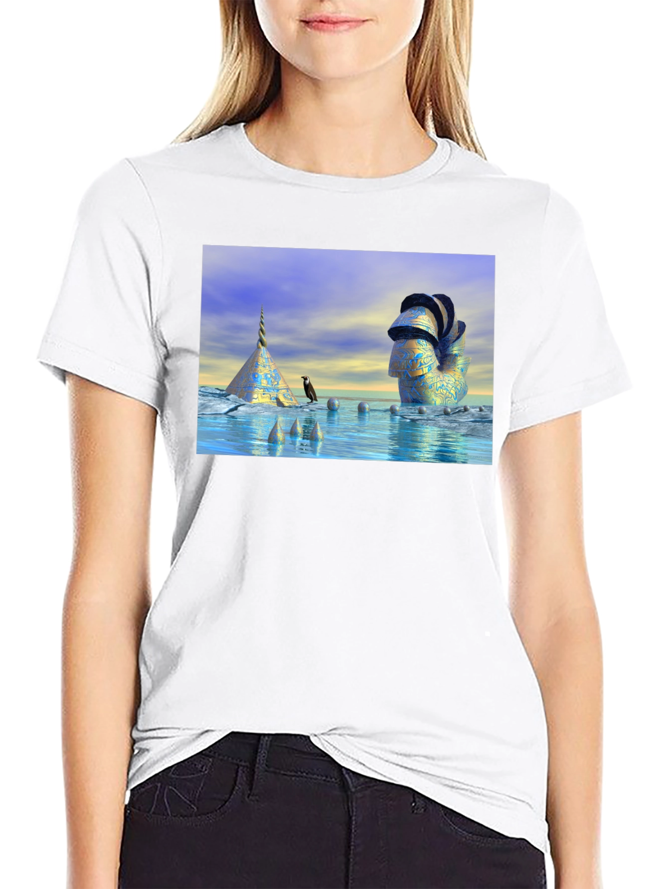 Black Surreal Scene T-Shirt view 9