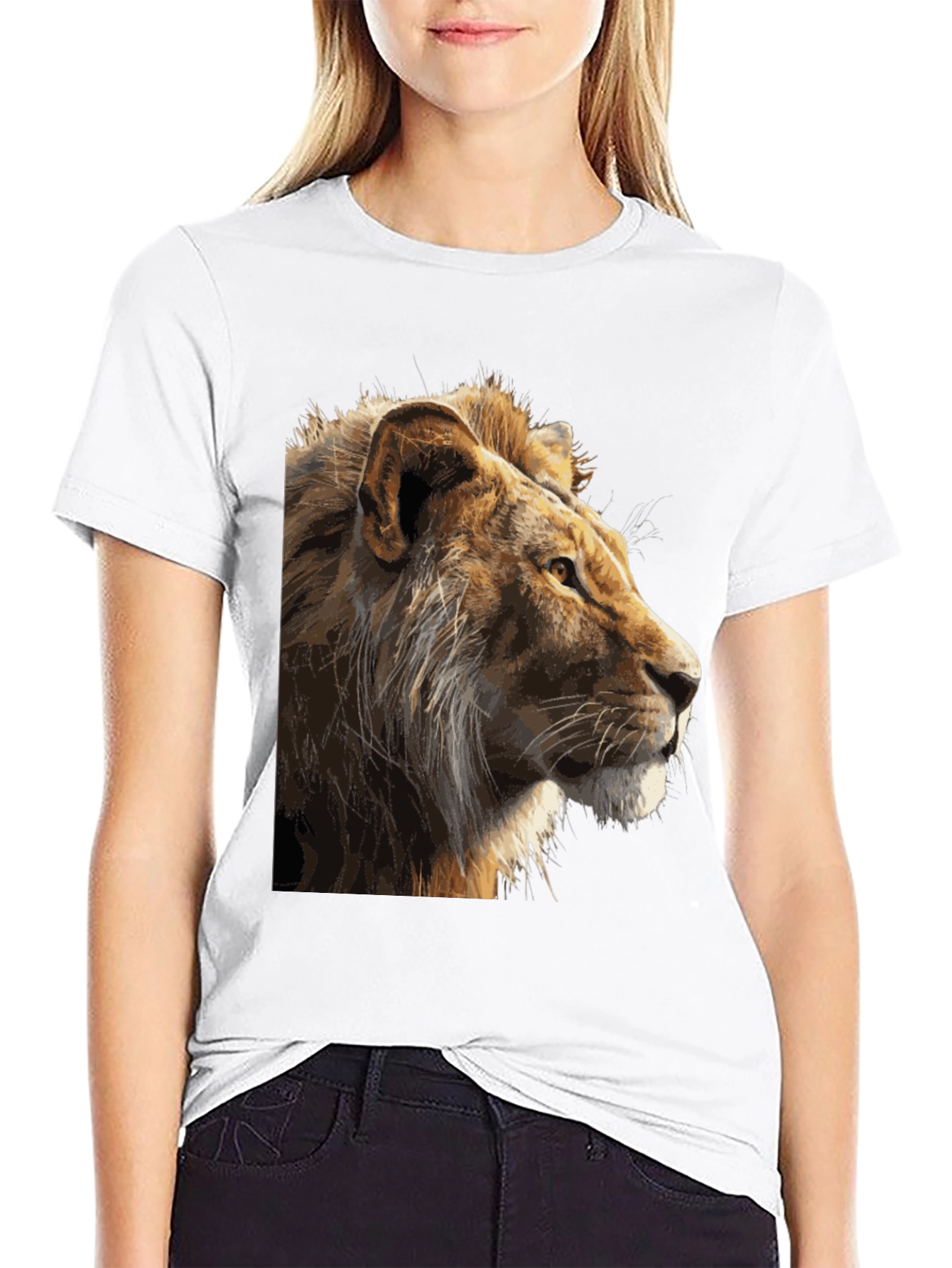 Black Lion Graphic Print Black T-Shirt view 9