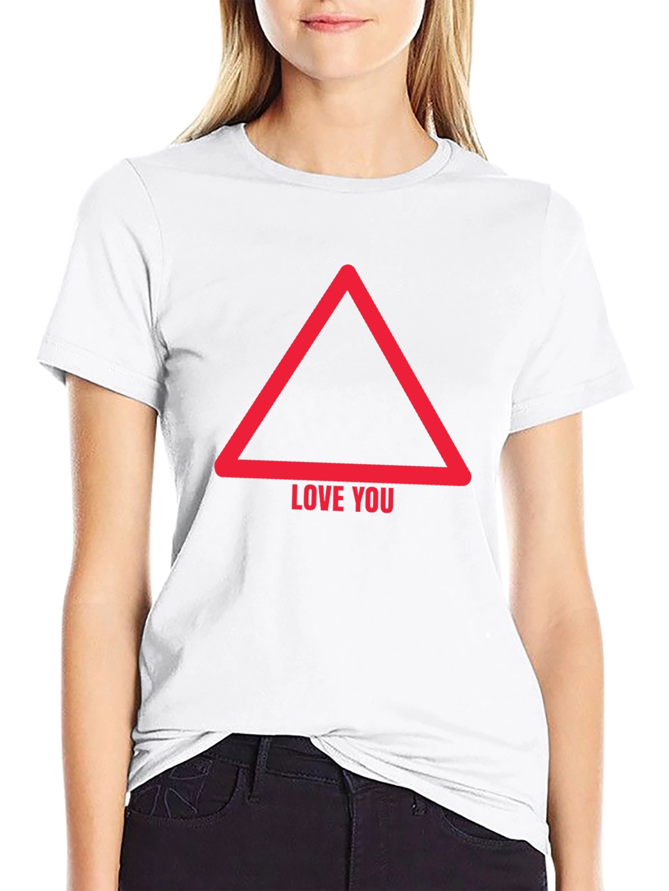 Black Love You Triangle Graphic Tee - Mens Casual Black T-Shirt view 9