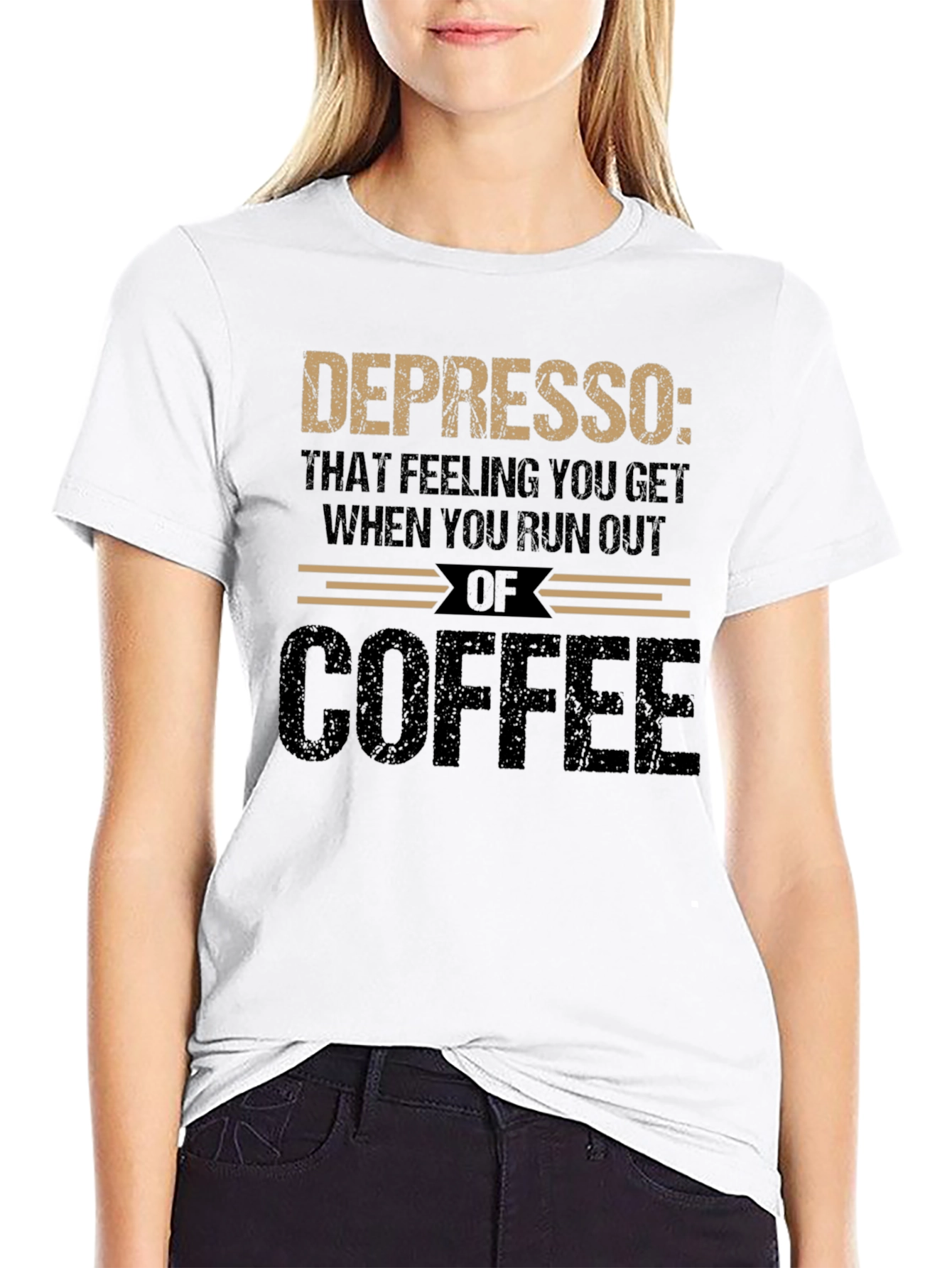 Black Depresso Coffee Graphic Tee - Run Out Feeling T-Shirt view 9