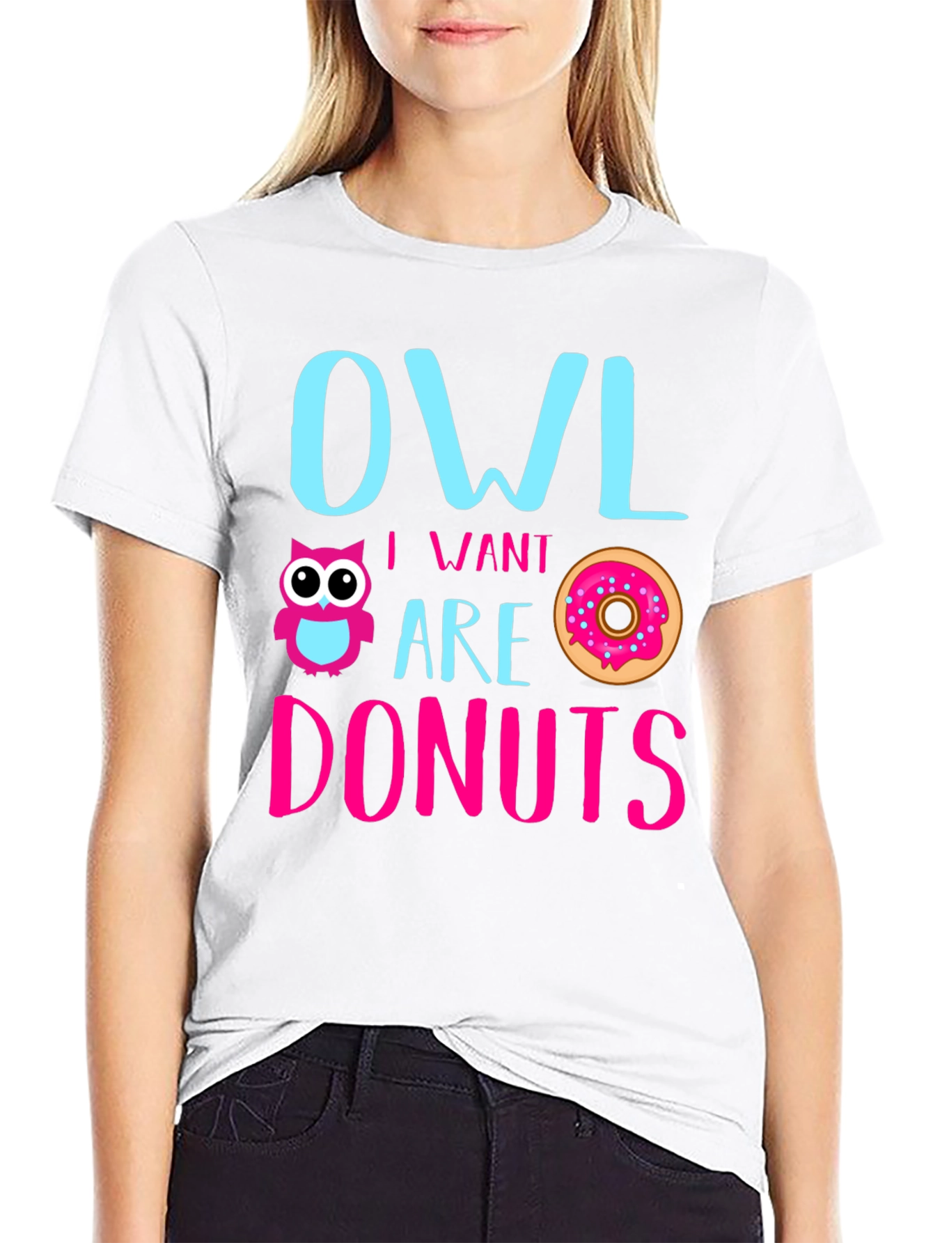 Black Owl I Want Are Donuts Funny Graphic T-Shirt view 9