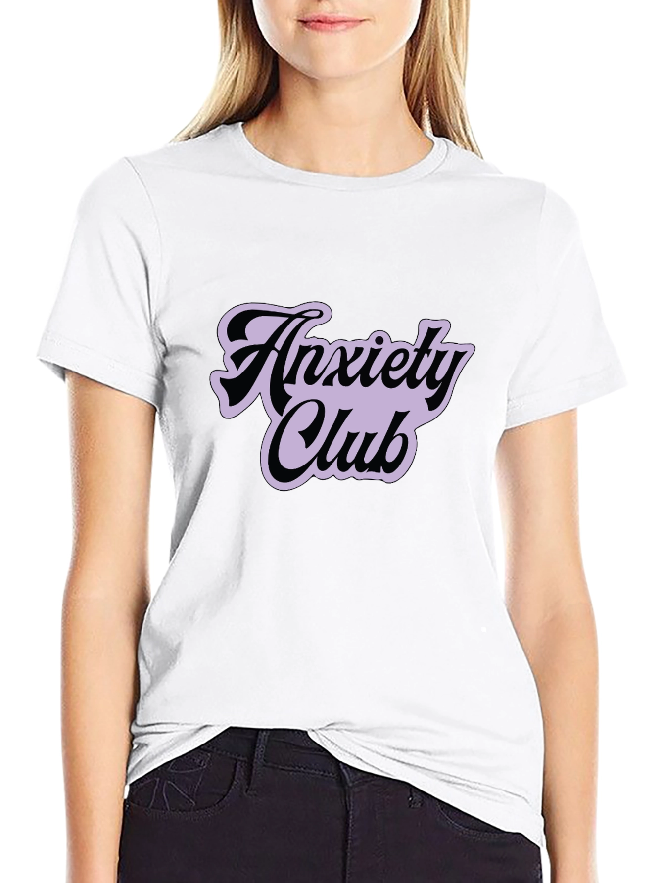 Black Anxiety Club Graphic Tee - Black Casual T-Shirt view 9